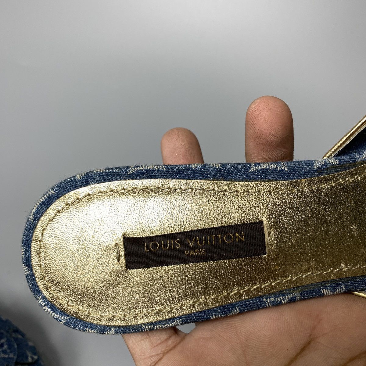 Louis Vuitton Blue Denim Flower Heels Size US 8 / IT 38 - 11 Thumbnail