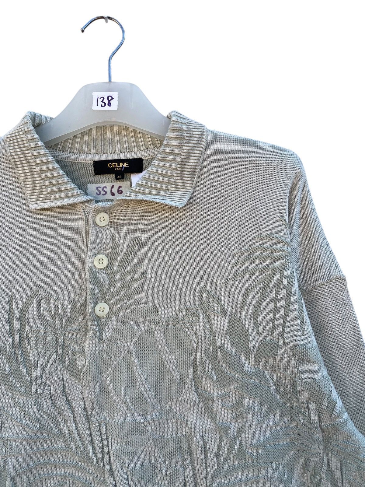 Celine Celine Jacquard Knit Polo Sweater Tropical Leaf Pattern Size US M / EU 48-50 / 2 - 3 Thumbnail