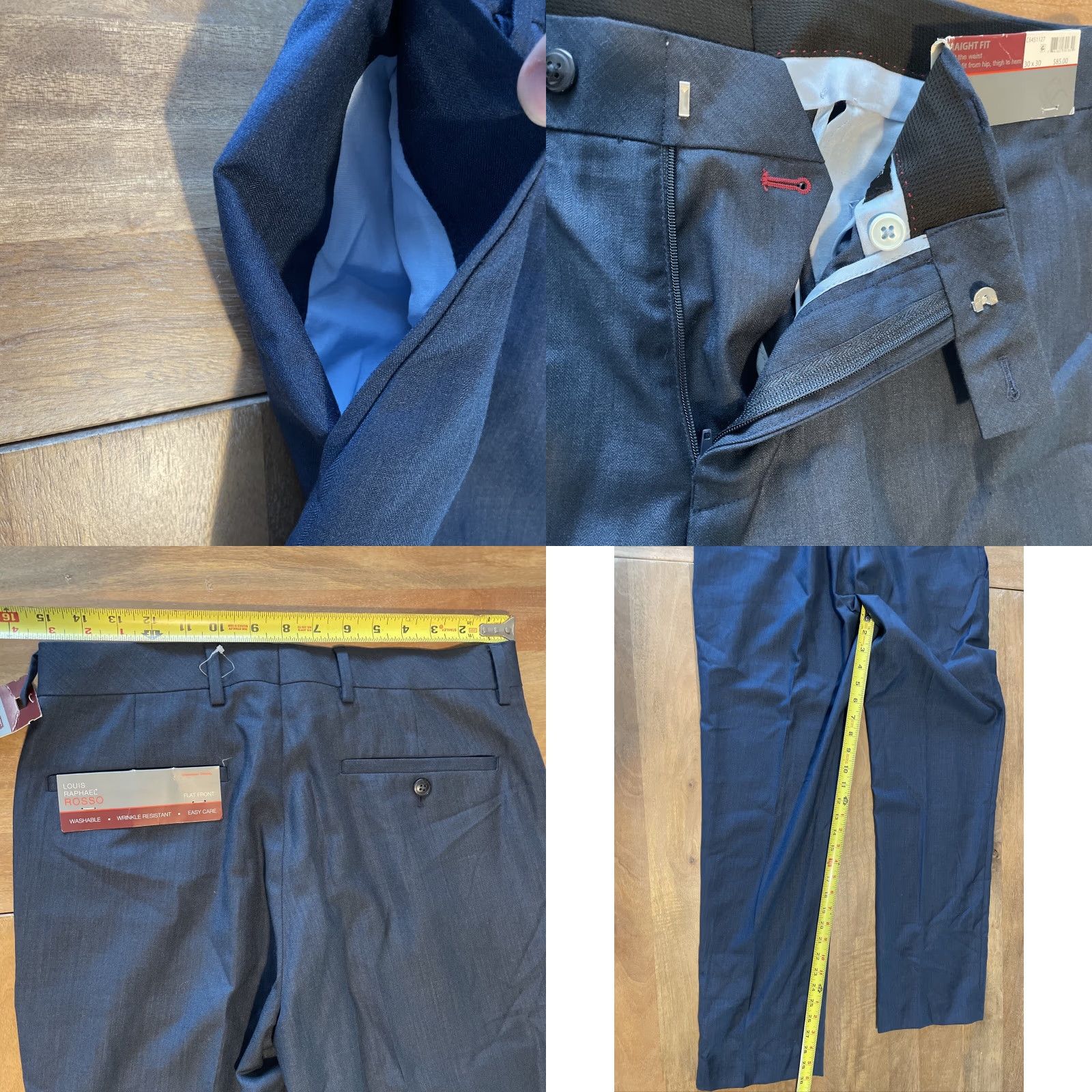 Vintage NWT Louis Raphael Dress Pants Navy Blue 30x30 Straight Fit Regular Mens Pants Dress Pants Business Travel Formal Workwear Shirt Size US 30 / EU 46 - 8 Thumbnail