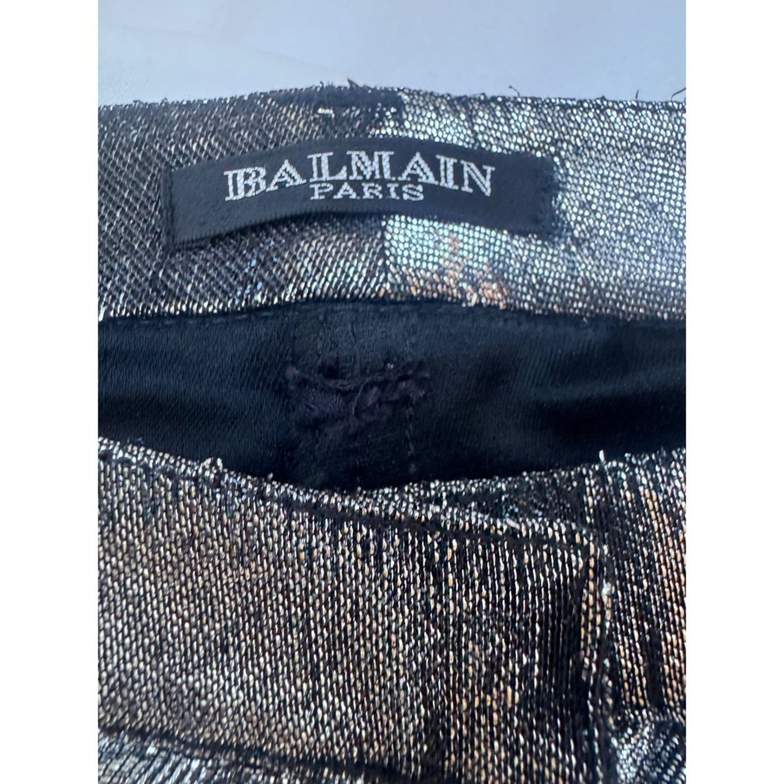 Balmain Balmain Paris Metallic Silver Skinny Pants – Size 25" / US 0 / IT 36 - 4 Thumbnail