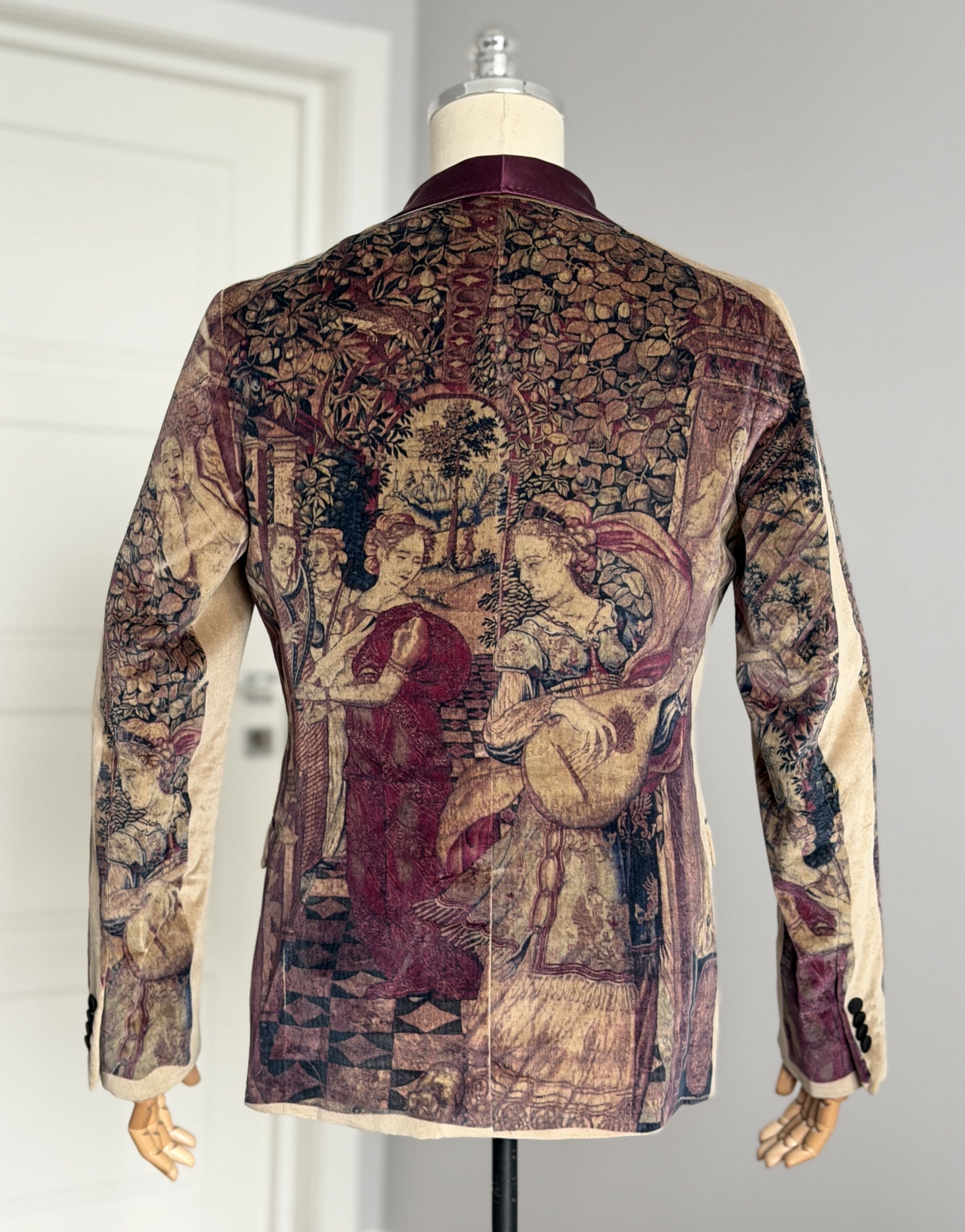 Dolce & Gabbana DOLCE & GABBANA Velvet Blazer Jacket Fresco Renaissance Size 48R - 10 Thumbnail