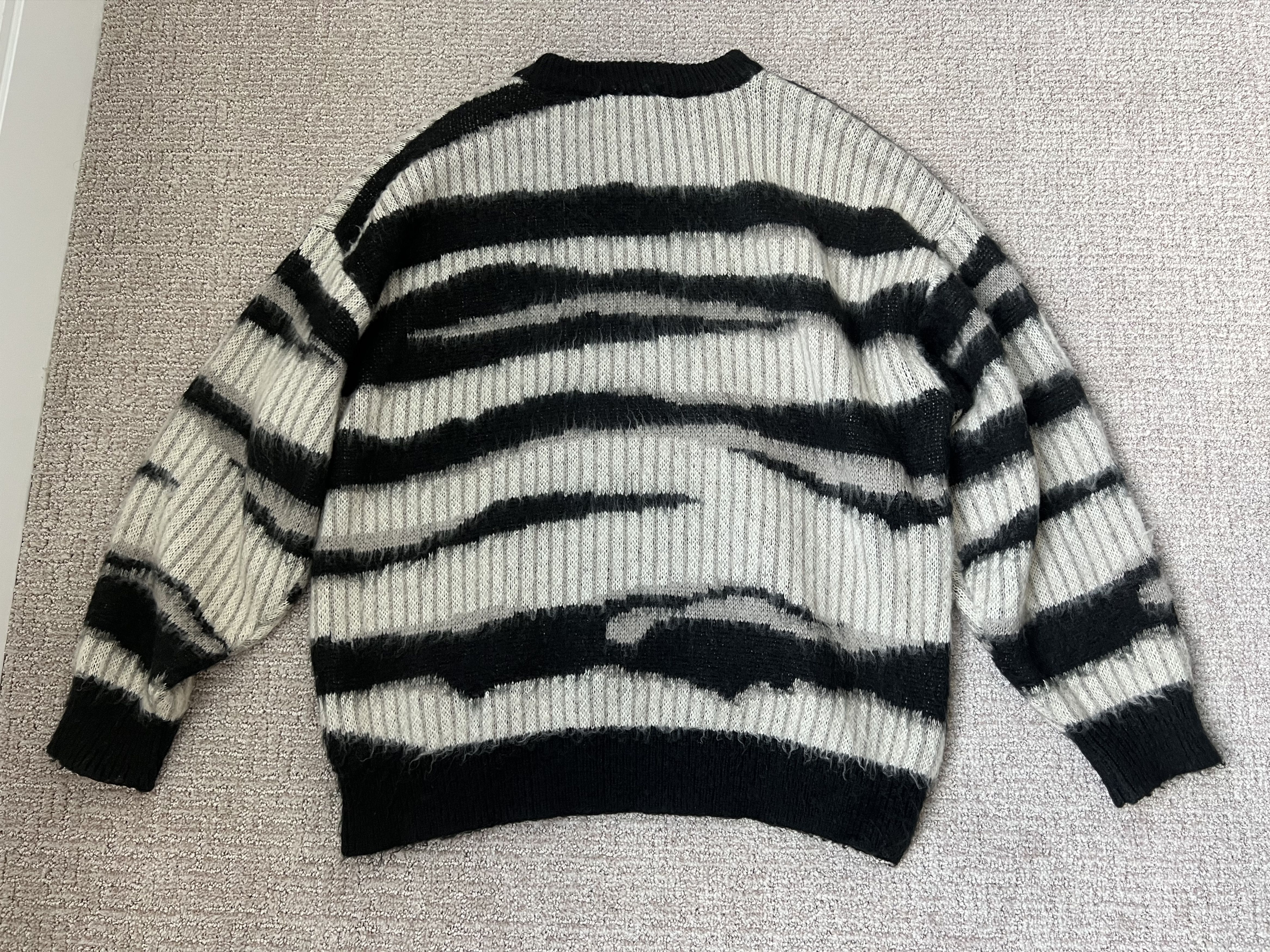 Other Fuzzy Grunge Striped Knit Sweater Size US L / EU 52-54 / 3 - 2 Thumbnail