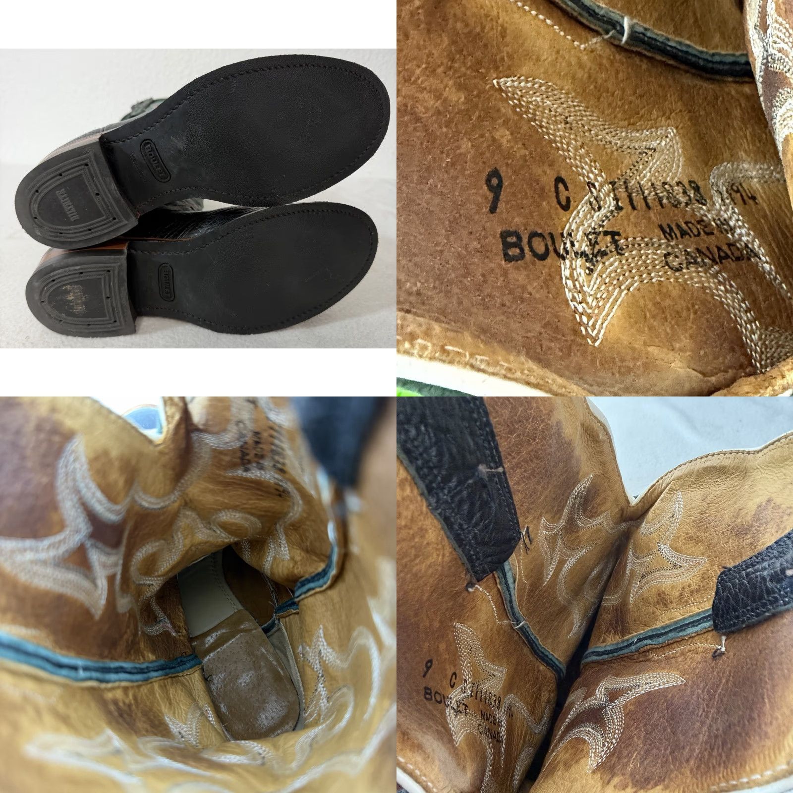 Vintage Boulet Cowboy Boots Green Black Mens Size 9 C Leather Almond Toe Western Boots Men’s Shoes US 9 Green Boulet Cowboy Theme Boots Size US 9 / EU 42 - 9 Thumbnail