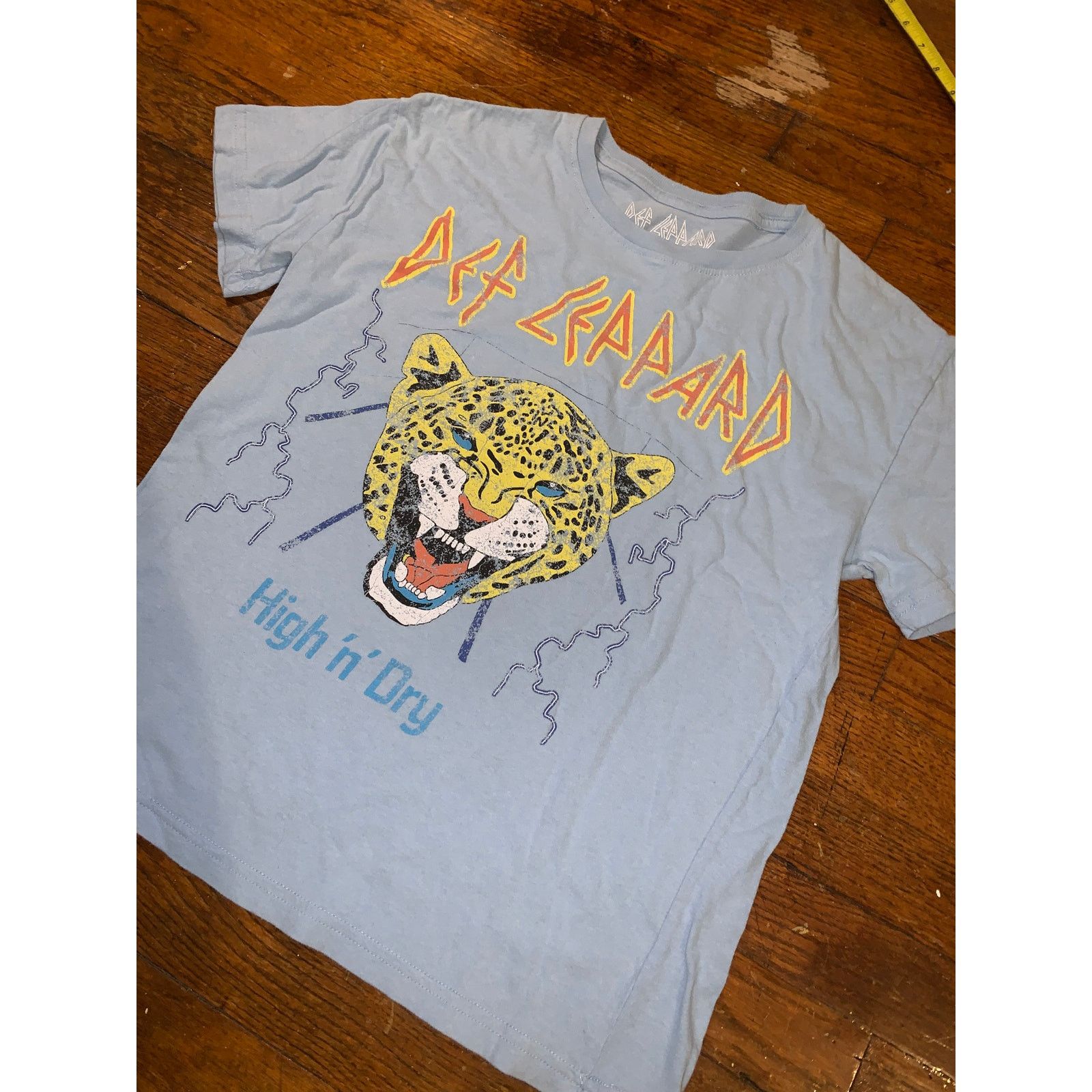 Band Tees × Def Leppard Def Leppard High n Dry Baby Tee Womens Medium Blue Fitted Size M / US 6-8 / IT 42-44 - 4 Thumbnail
