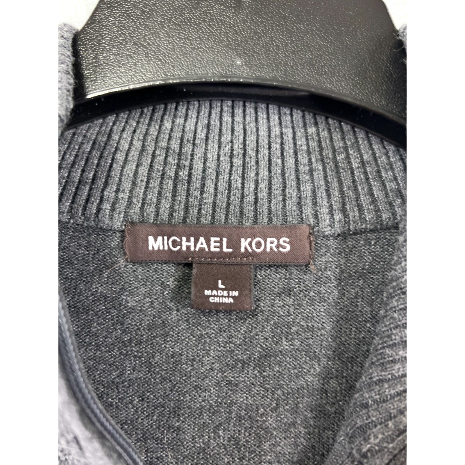 Michael Kors Michael Kors Sweater Mens Large Gray 1/4 Zip Mock Neck 100% Cotton Golf Shirt Size US L / EU 52-54 / 3 - 3 Thumbnail