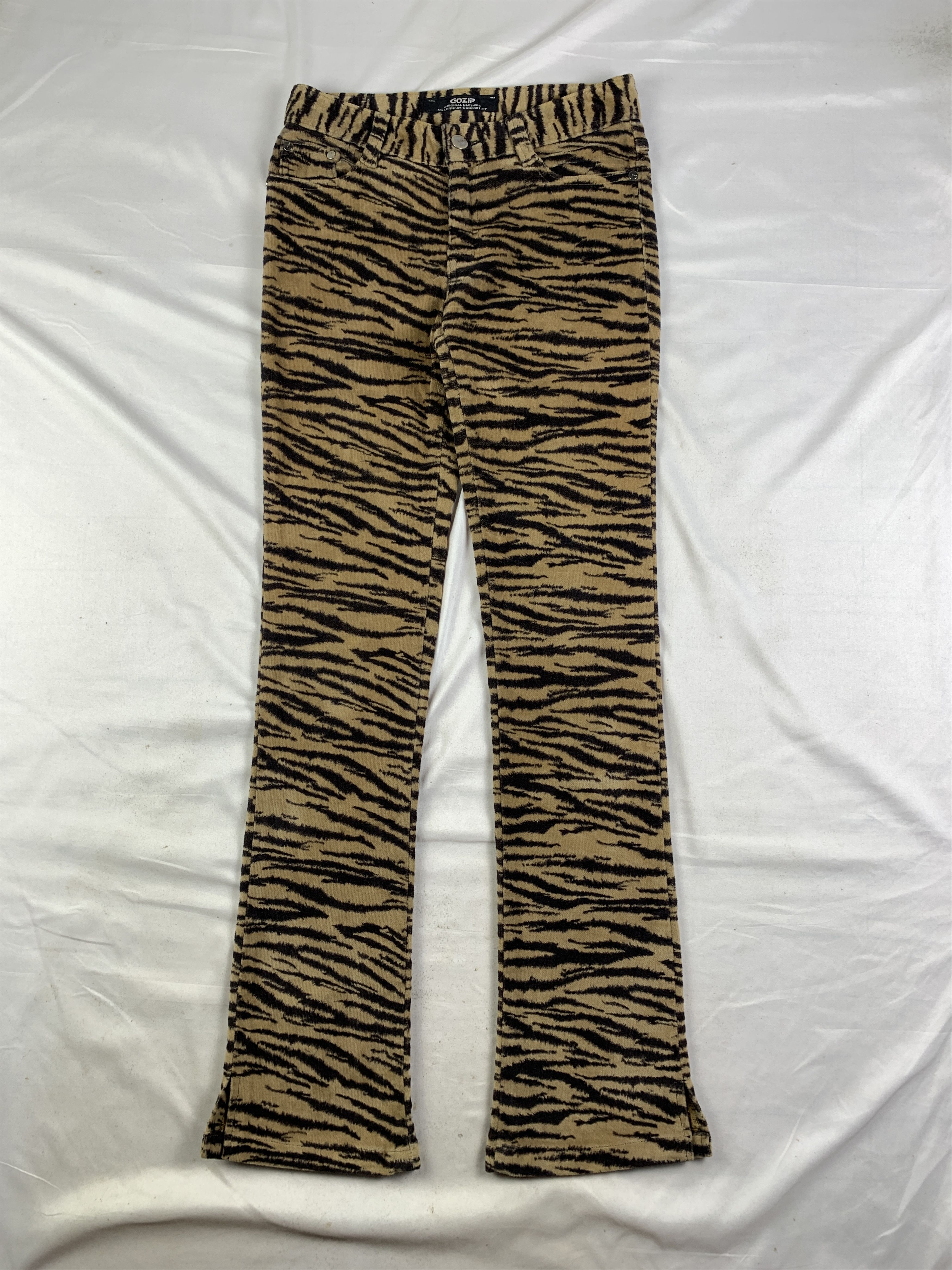 Japanese Brand Gozip Tiger Camo Bootcut Velvet Lowrise Pants (28) Size 28" / US 6 / IT 42 - 1 Thumbnail