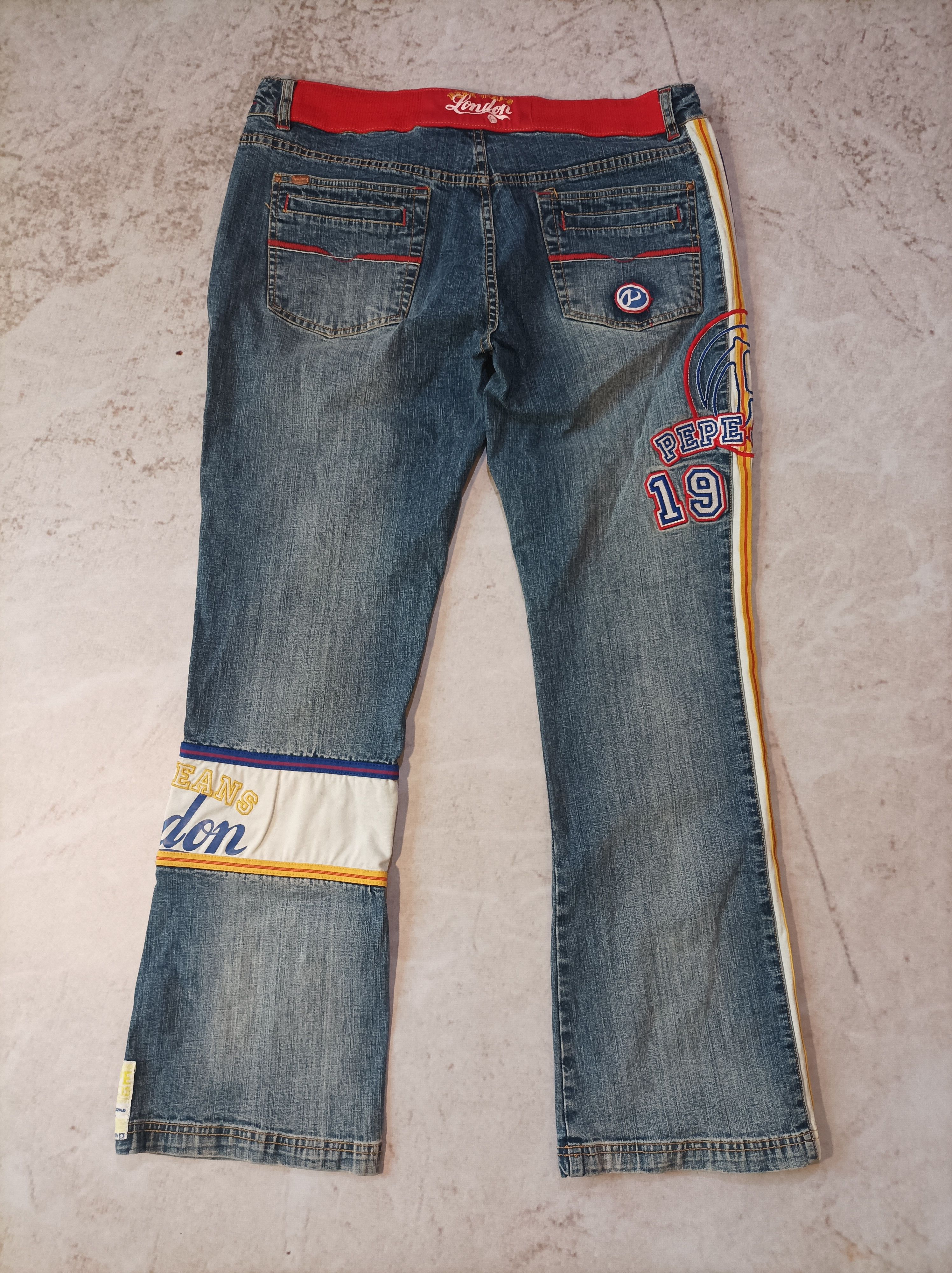 Pepe Jeans × Vintage Vintage Pepe Jeans London Patch Work Denim Boot Cut Size US 36 / EU 52 - 4 Thumbnail