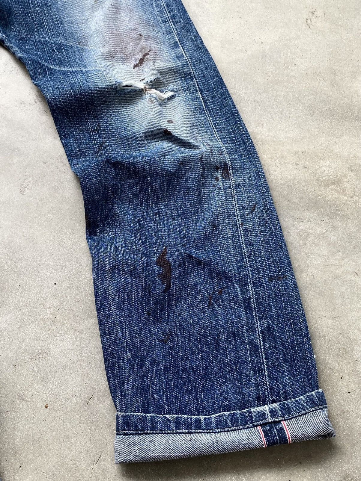 Edwin Thrashed Edwin 505 Red Line Selvedge Denim 🇯🇵 Size US 30 / EU 46 - 4 Thumbnail
