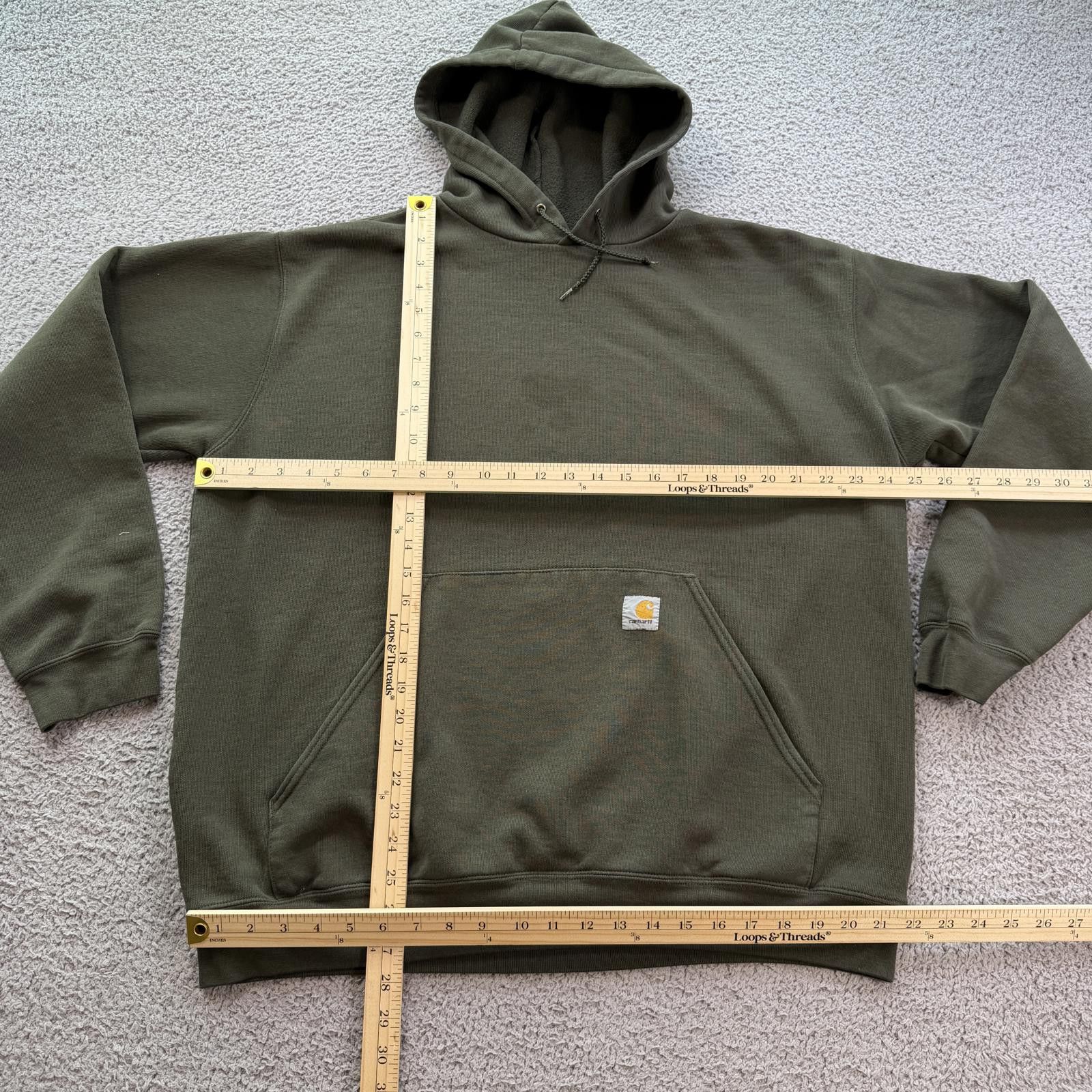 Carhartt Carhartt Hoodie Mens L Olive Green Workwear Sweatshirt K121 Size US L / EU 52-54 / 3 - 3 Thumbnail