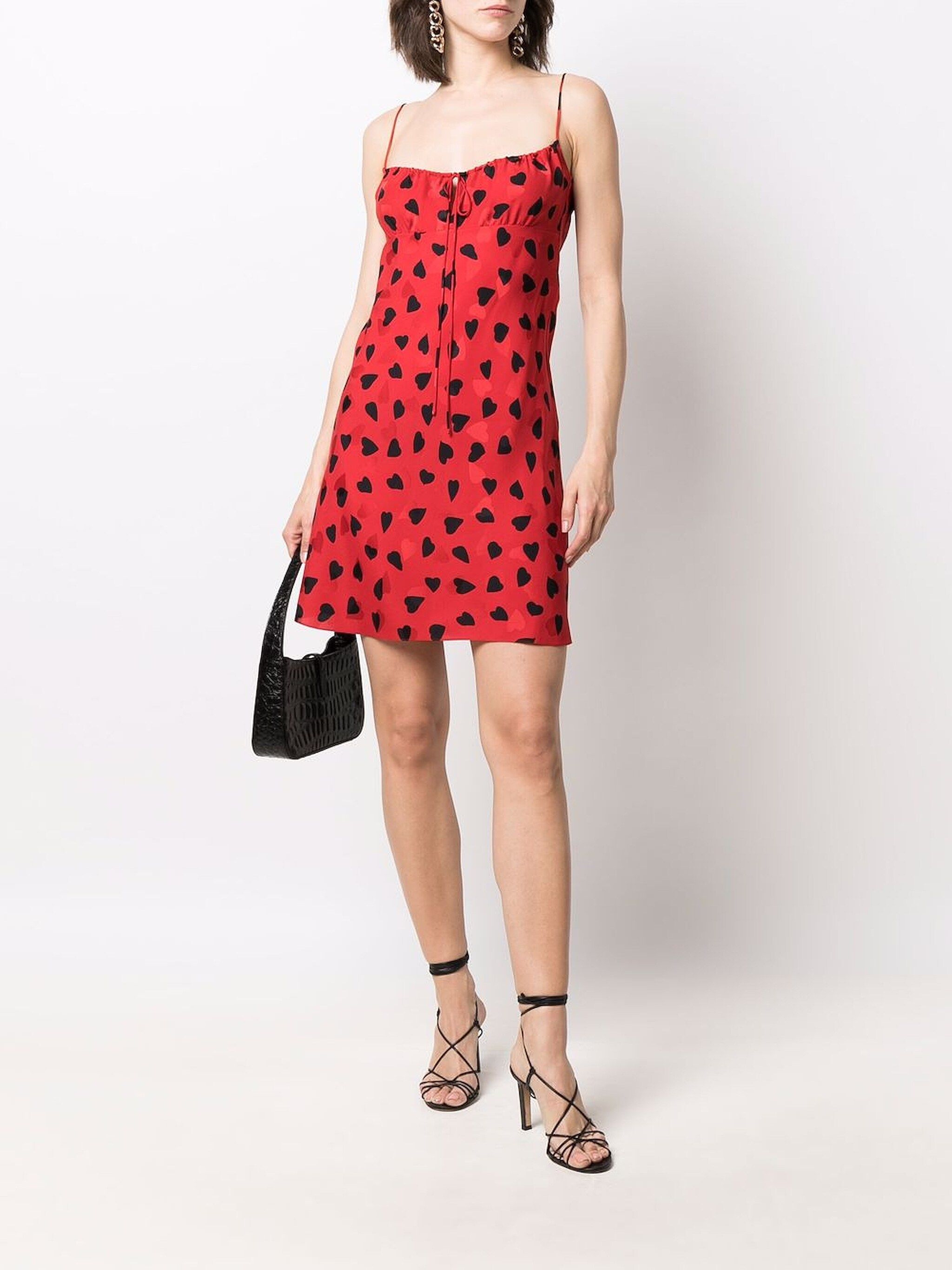 Saint Laurent Paris o1s1wg111024 Sleeveless Dress Matte Shiny Silk in Red/Black Size XS / US 0-2 / IT 36-38 - 2 Thumbnail