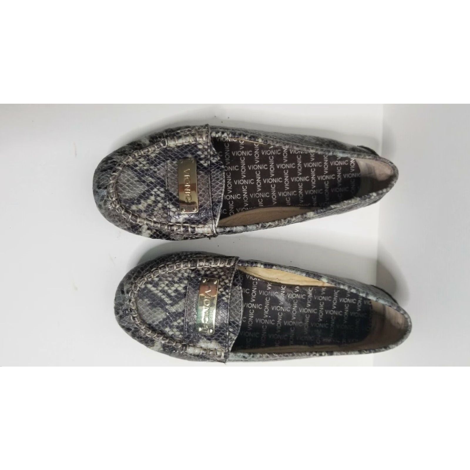 Vionic Vionic Snake Print Leather Slip-On Loafers Flats Womens Sz. 7 Beige Snake Arch Support Comfort Casual Flat Leather Ashby Women Shoes Size US 7 / IT 37 - 4 Thumbnail