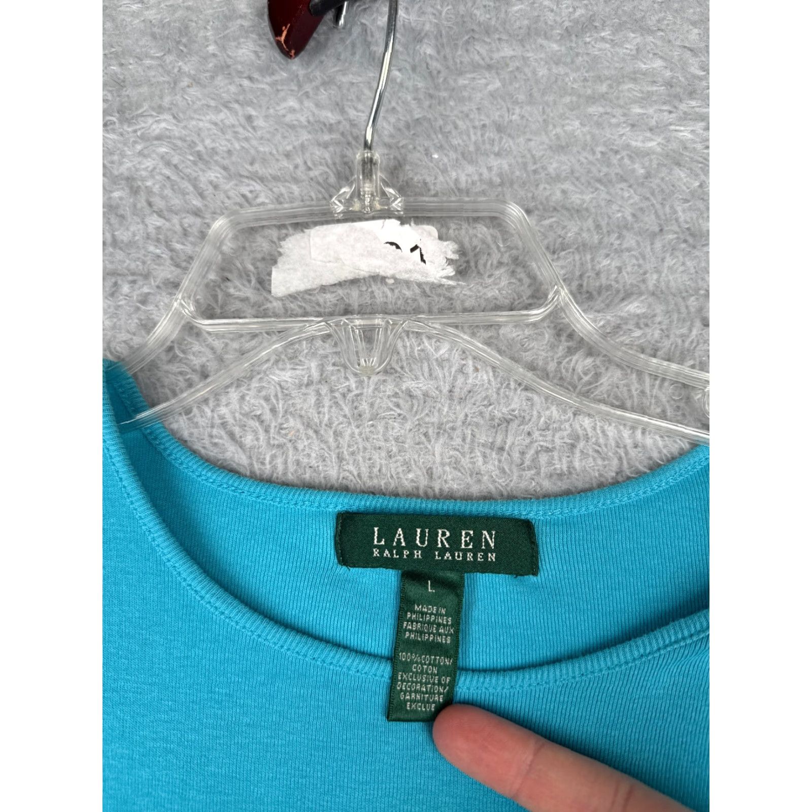 Ralph Lauren VINTAGE Lauren Ralph Lauren Shirt Women L Blue Short Sleeve Cotton Round Neck LRL Size L / US 10 / IT 46 - 6 Thumbnail