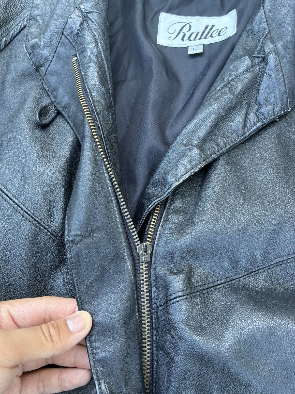 Leather × Vintage Vintage y2k chic Rallee black leather overcoat jacket Size L / US 10 / IT 46 - 3 Thumbnail