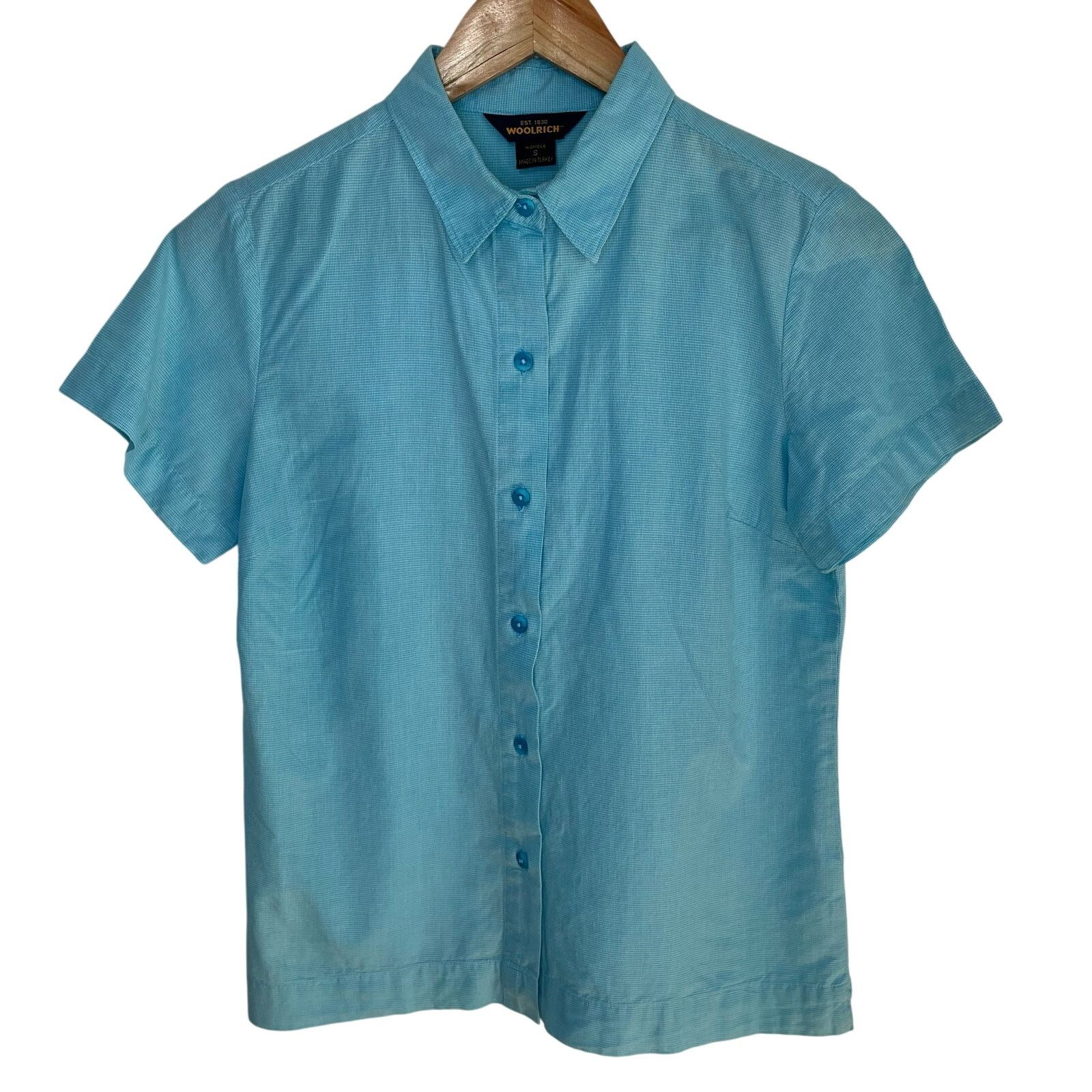 Woolrich Woolen Mills Woolrich Blue Button Up S Womens Collared Short Sleeve Size S / US 4 / IT 40 - 1 Thumbnail