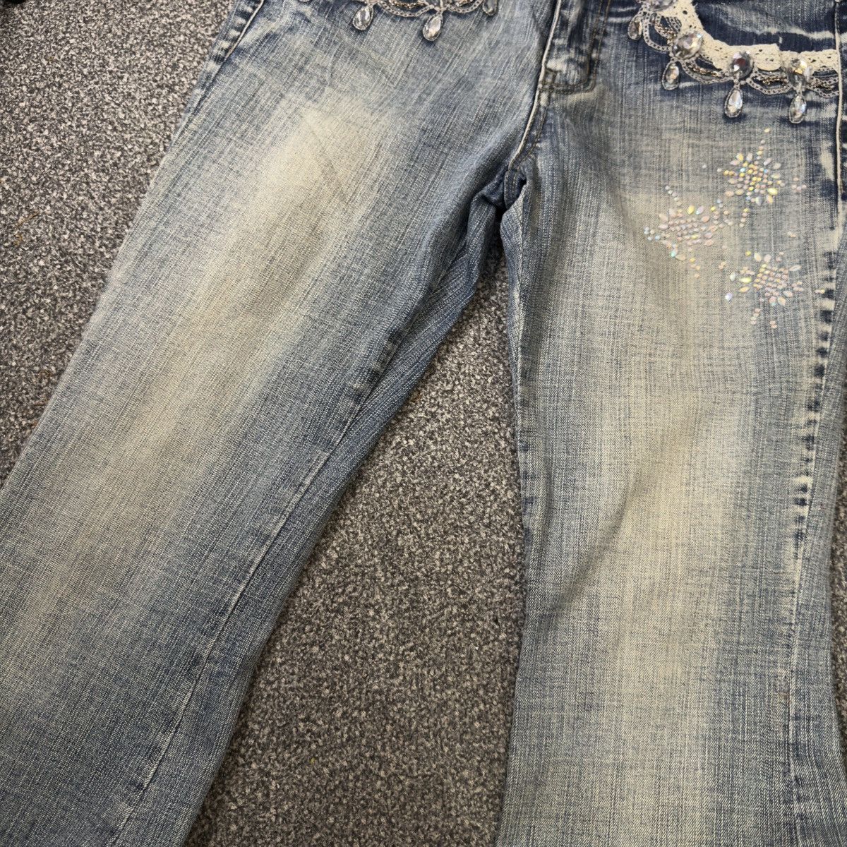 Hysteric Glamour Flare Sick 🔥 6th Avenue Rhinestone Lace Jeans LGB Style Size 30" / US 8 / IT 44 - 7 Thumbnail