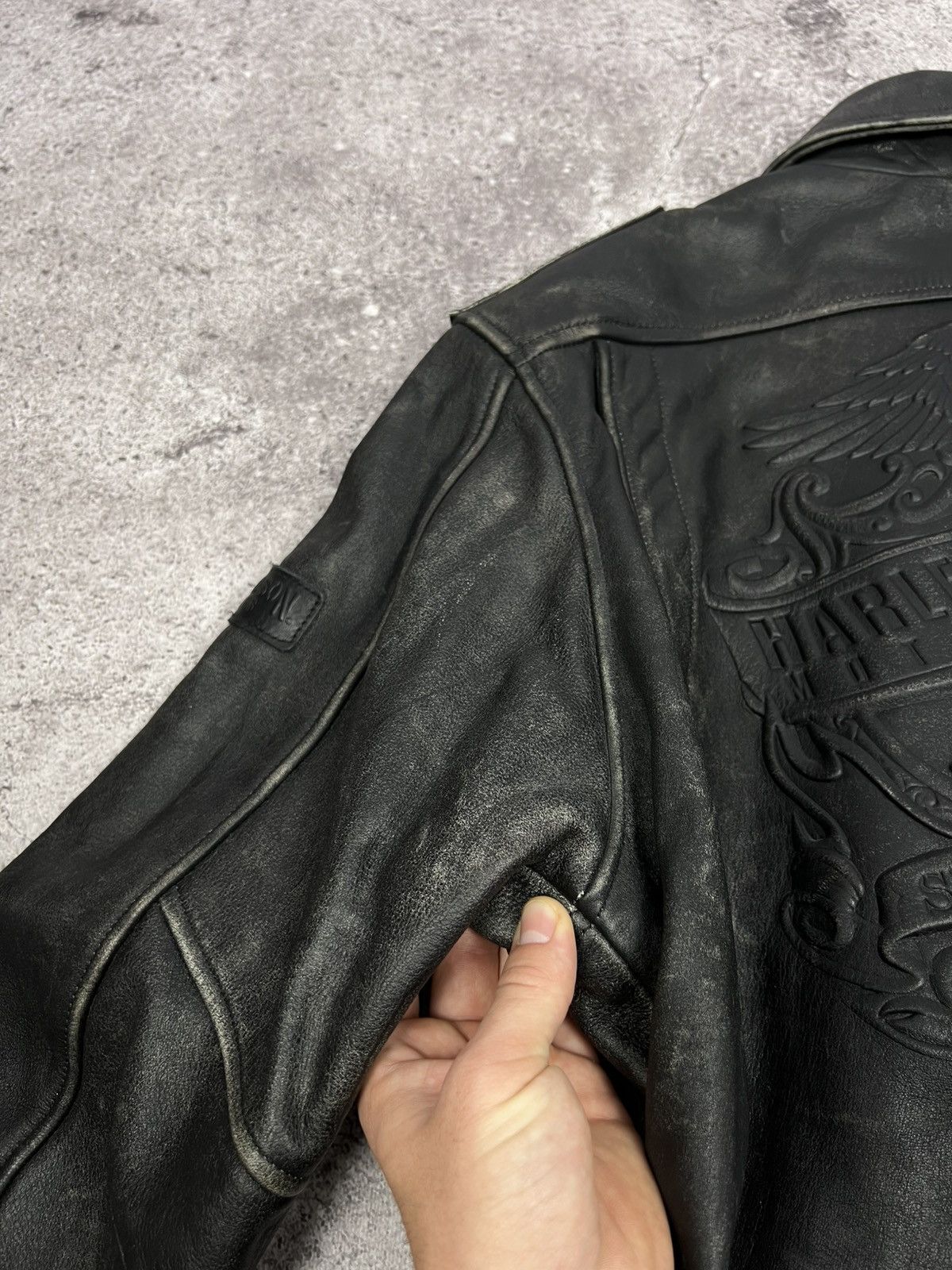 Harley Davidson CRAZY Vintage Harley Davidson Leather Motorcycle Jacket Size US L / EU 52-54 / 3 - 20 Thumbnail