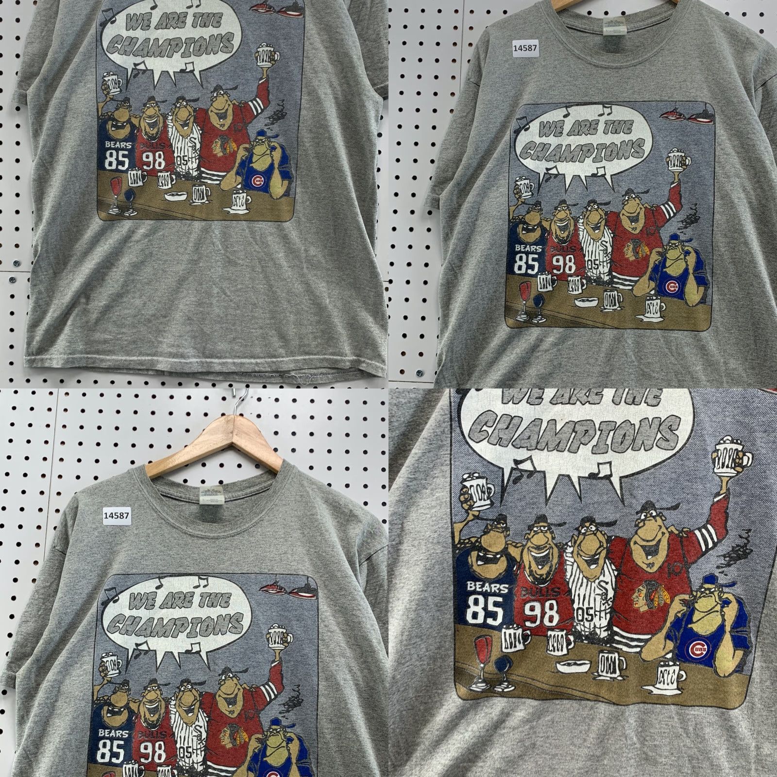 Gildan We Are The Champions Shirt Chicago Teams Bears Blackhawks Cubs Sox Large L Tee Size US L / EU 52-54 / 3 - 9 Thumbnail