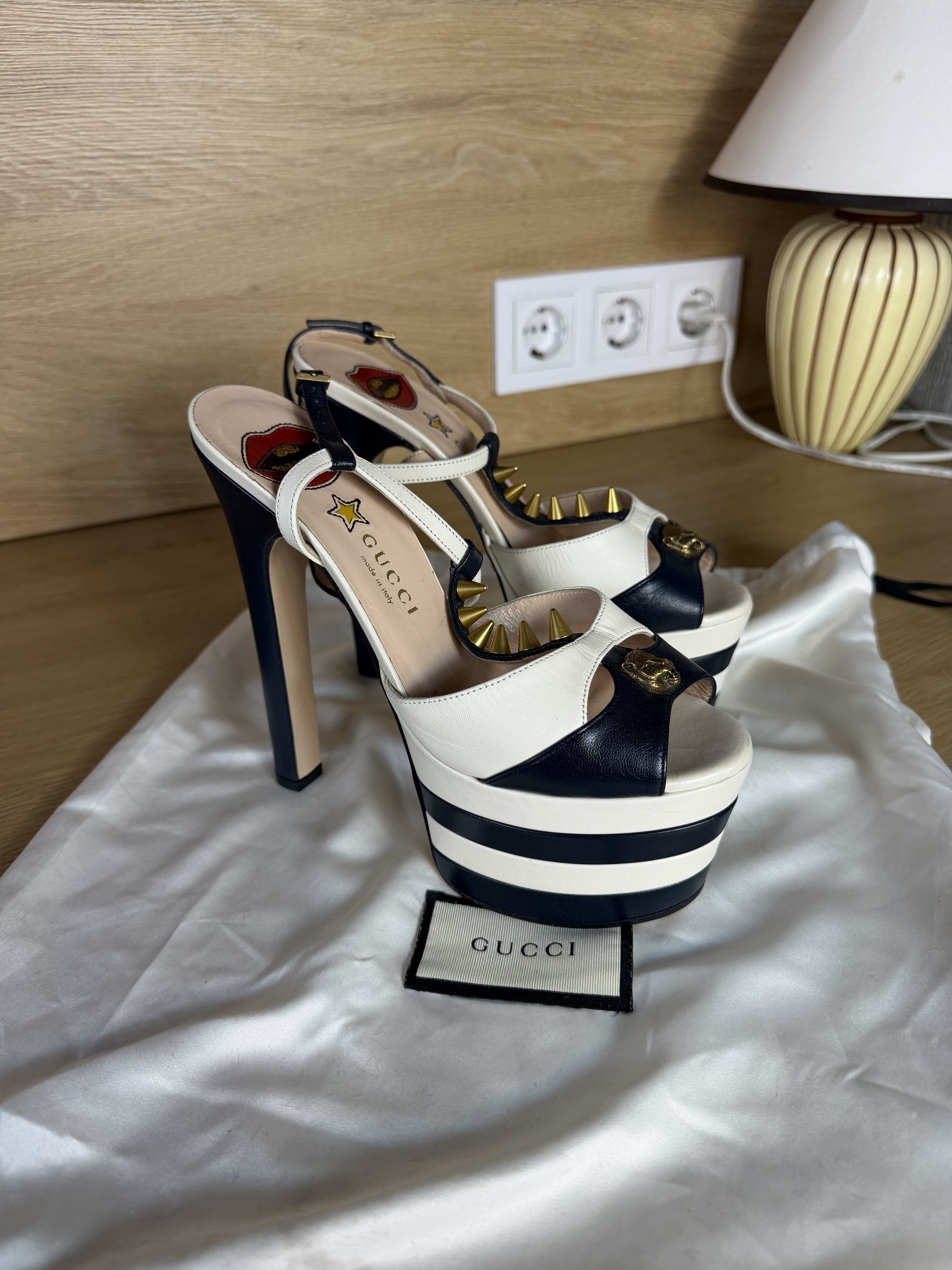 Gucci Gucci angel striped platform T strap sandal size 36 Size US 6 / IT 36 - 2 Thumbnail