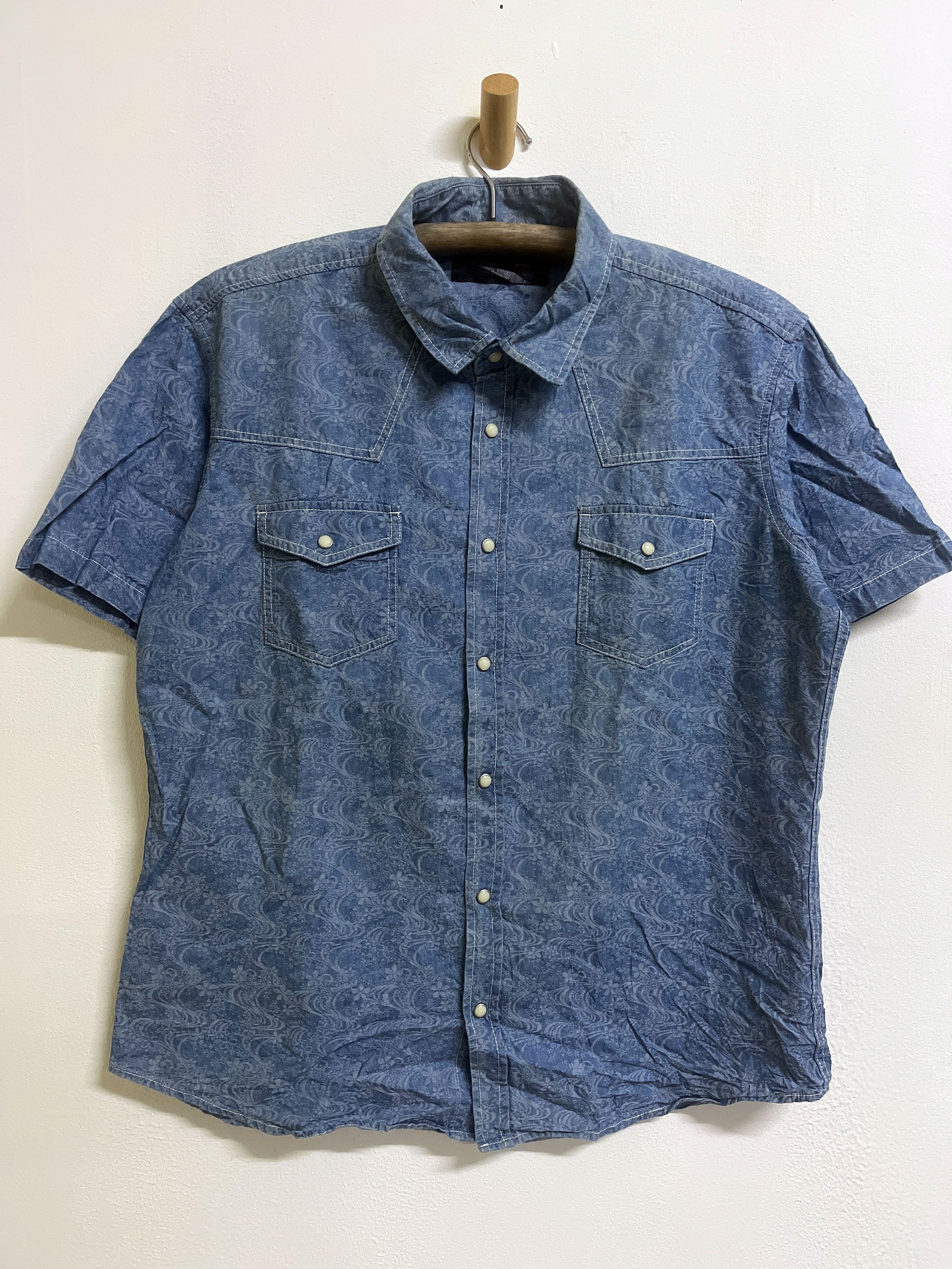 Japanese Brand Short Sleeve Pearl Snap Button Western Size US XXL / EU 58 / 5 - 1 Thumbnail