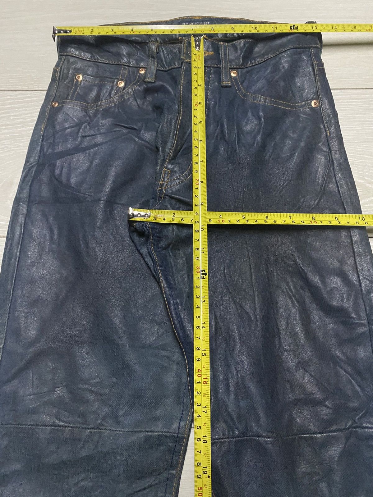 Number (N)ine Studio Design K Kondo Indigo Leather Pants Skinny Size US 27 - 11 Thumbnail