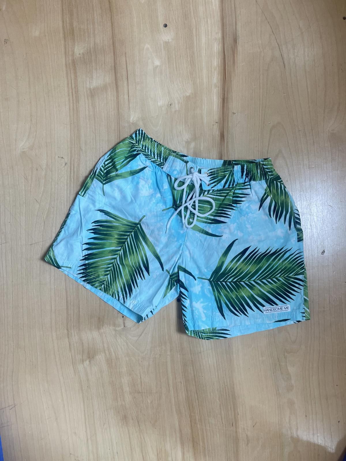 Designer Handsome Me Tropical Palm Print Shorts US Mens 32 Green Blue Size US 32 / EU 48 - 1 Thumbnail