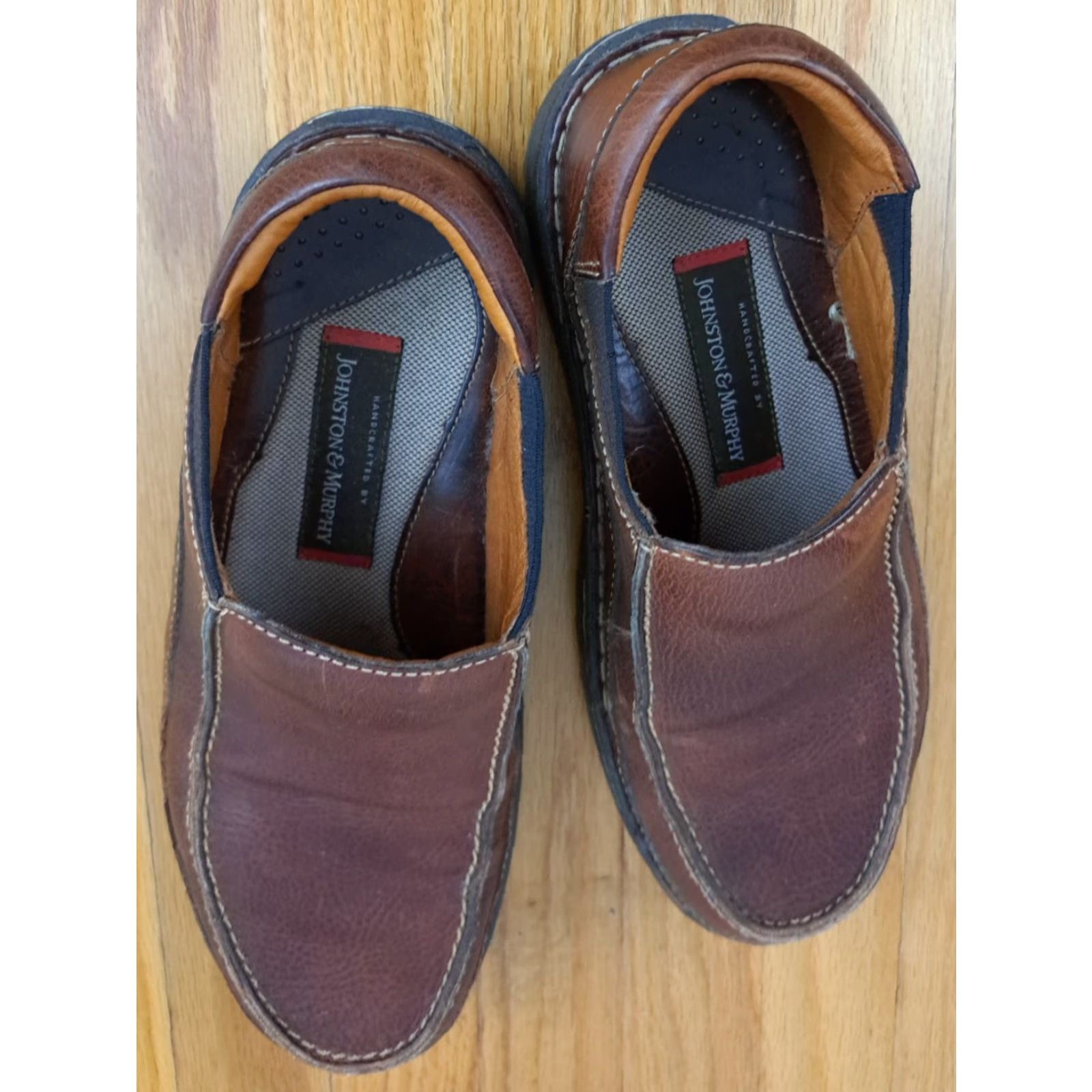 Johnston & Murphy VINTAGE Johnston & Murphy Brown Leather Stitched Uppers Slip-On sz 10.5 M US Dress Oxford Men's Shoes Size US 10 / EU 43 - 5 Thumbnail