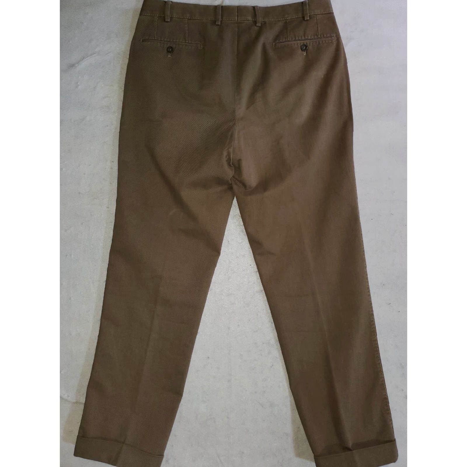 Vintage Hiltl Trousers Doyle Casual Cotton Blend Dress Pants Mens 36/38 Inseam 32 Brown Modern Preppy Straight Chino Regular Size US 36 / EU 52 - 8 Thumbnail