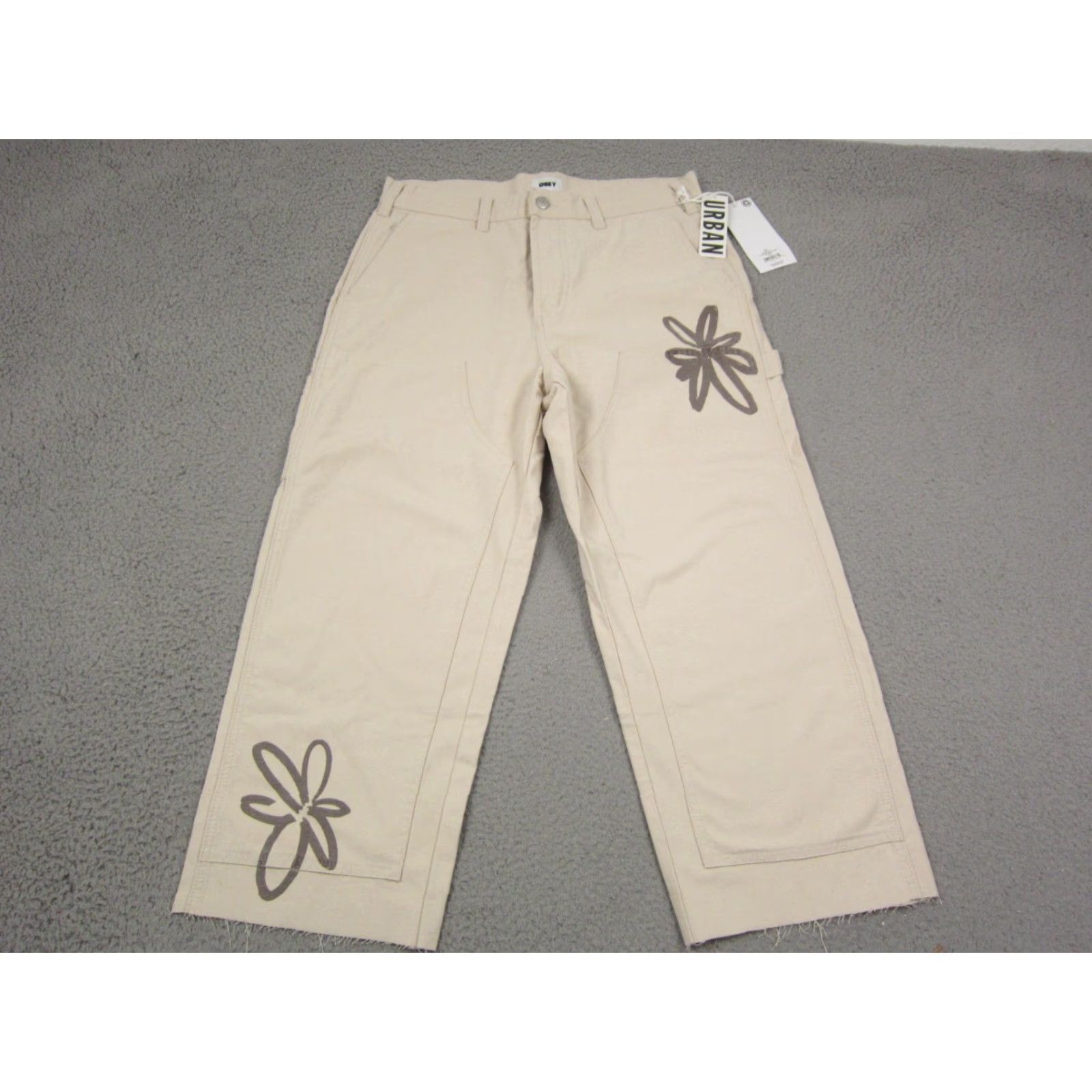 Obey OBEY Pants Women's 32 Beige Twill Carpenter Baggy 90s Style Front Straight Leg Casual Pants Mens? Size 24" / US 00 / IT 34 - 2 Thumbnail