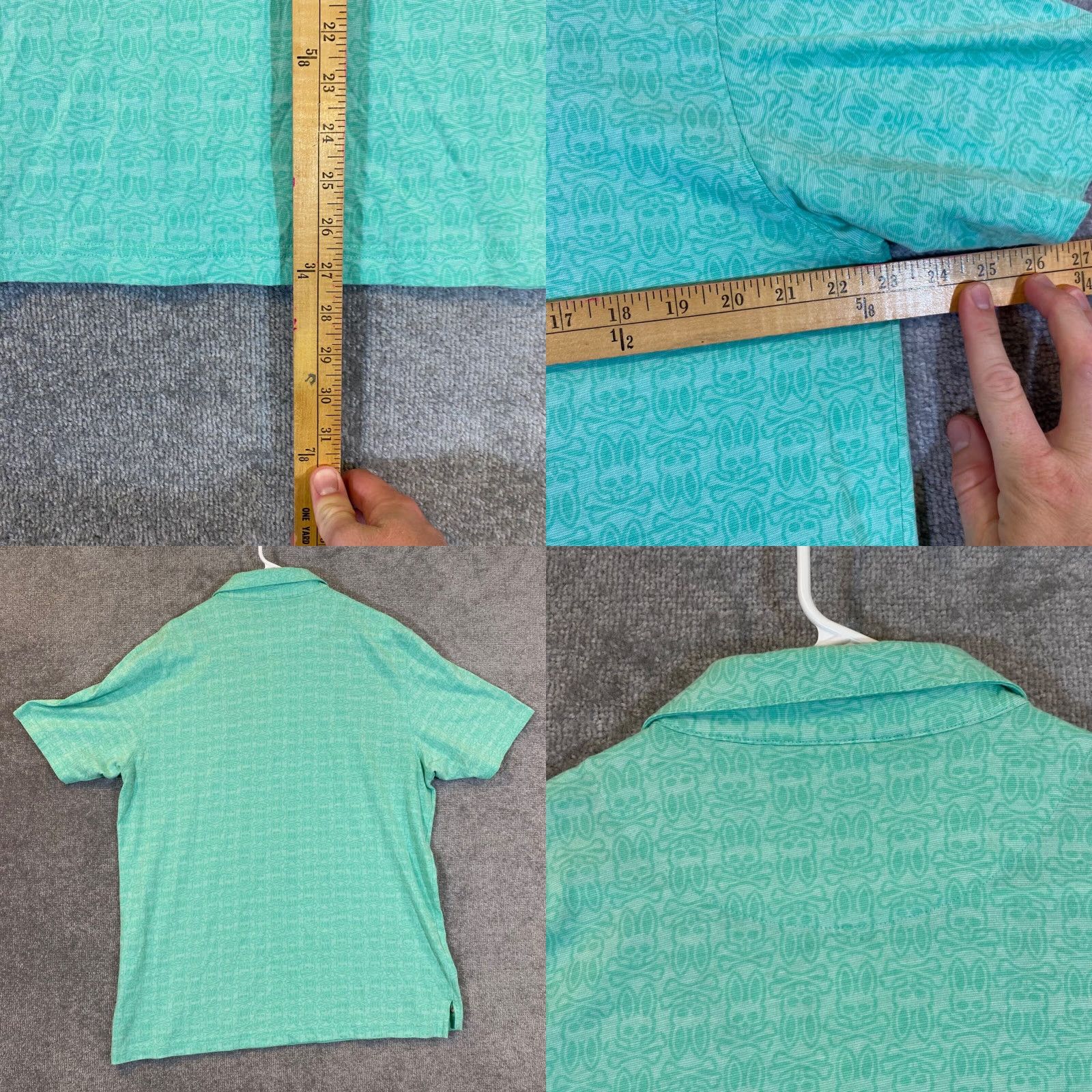 Psycho Bunny PSYCHO BUNNY Polo Shirt Mens XL Green AOP Logo Casual Golf Shirt S/S - 100% Cotton - Regular Fit / Classic Designer Shirt Size US XL / EU 56 / 4 - 8 Thumbnail