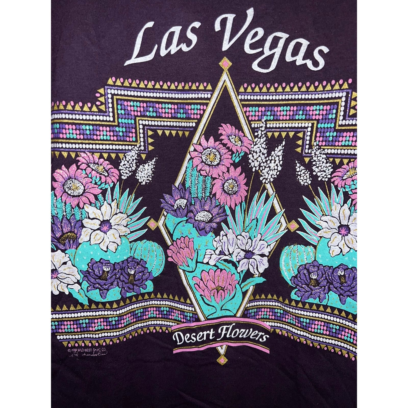 Jerzees Vintage Las Vegas Shirt Desert Flowers Purple Tee VTG 90s L Size US L / EU 52-54 / 3 - 3 Thumbnail