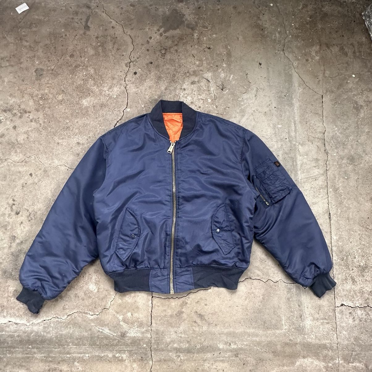Vintage Vintage MA-1 Y2K Blue Militari Flyght Bomber USA Jacket Size US L / EU 52-54 / 3 - 1 Thumbnail