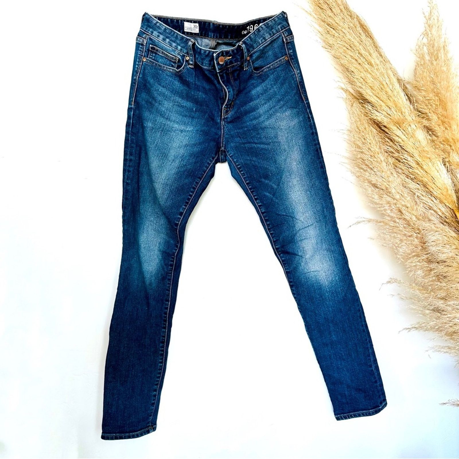 Gap GAP Blue Medium Wash Always Skinny Mid High Rise Denim Jeans Size 30" / US 8 / IT 44 - 4 Thumbnail