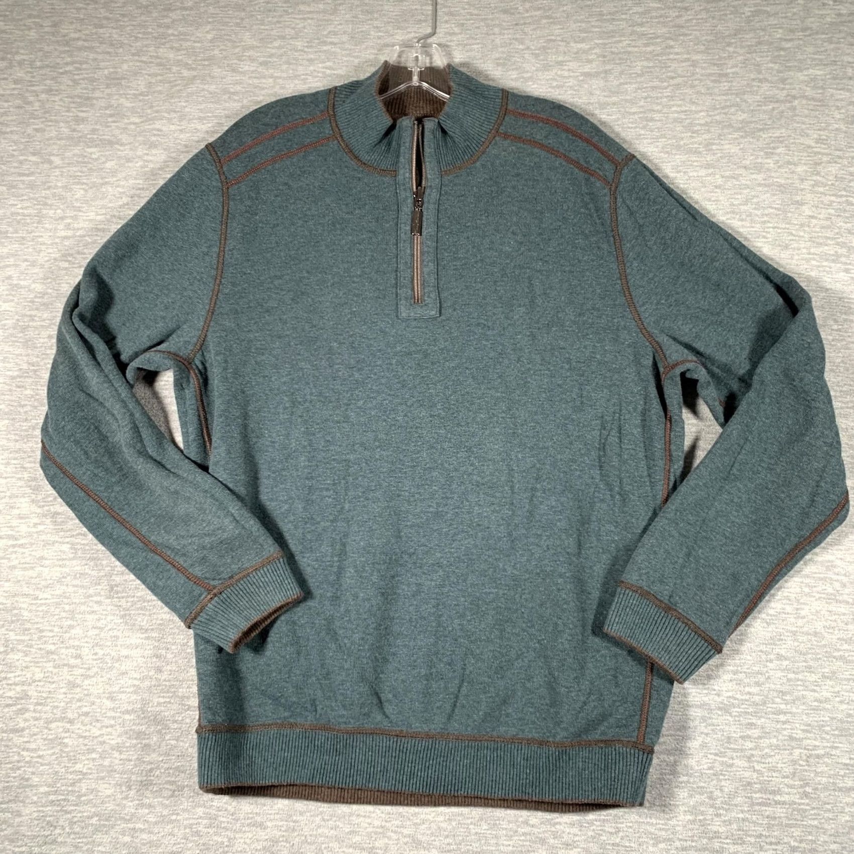 Tommy Bahama Tommy Bahama Sweater Mens Large Brown Reversible 1/4 Zip Mock Neck Pullover Size US L / EU 52-54 / 3 - 6 Thumbnail