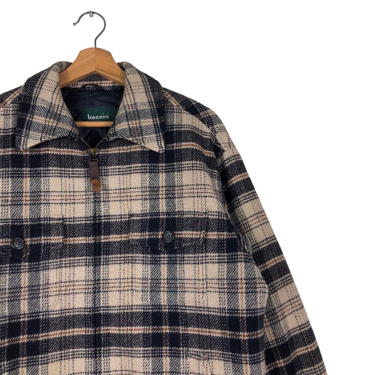 Japanese Brand 📌VINTAGE WORK CHORE ZIPPER JACKET BOSSINI TARTAN DESIGN Size US M / EU 48-50 / 2 - 8 Thumbnail