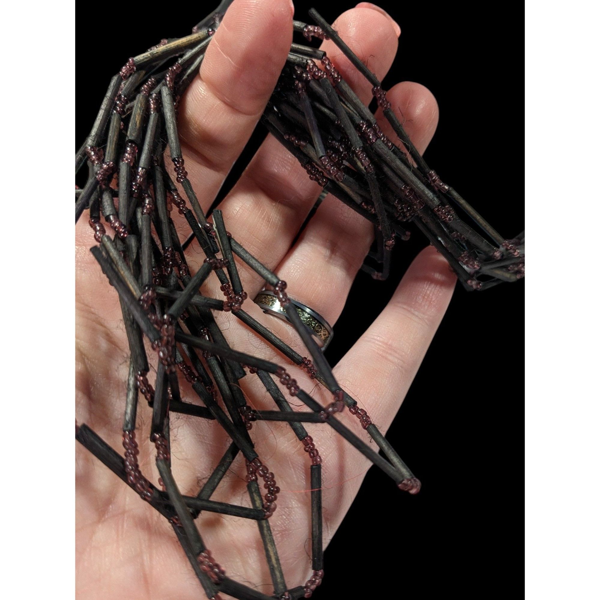 Other Vintage Black Wood And Glass Multistrand Necklace Size ONE SIZE - 8 Thumbnail