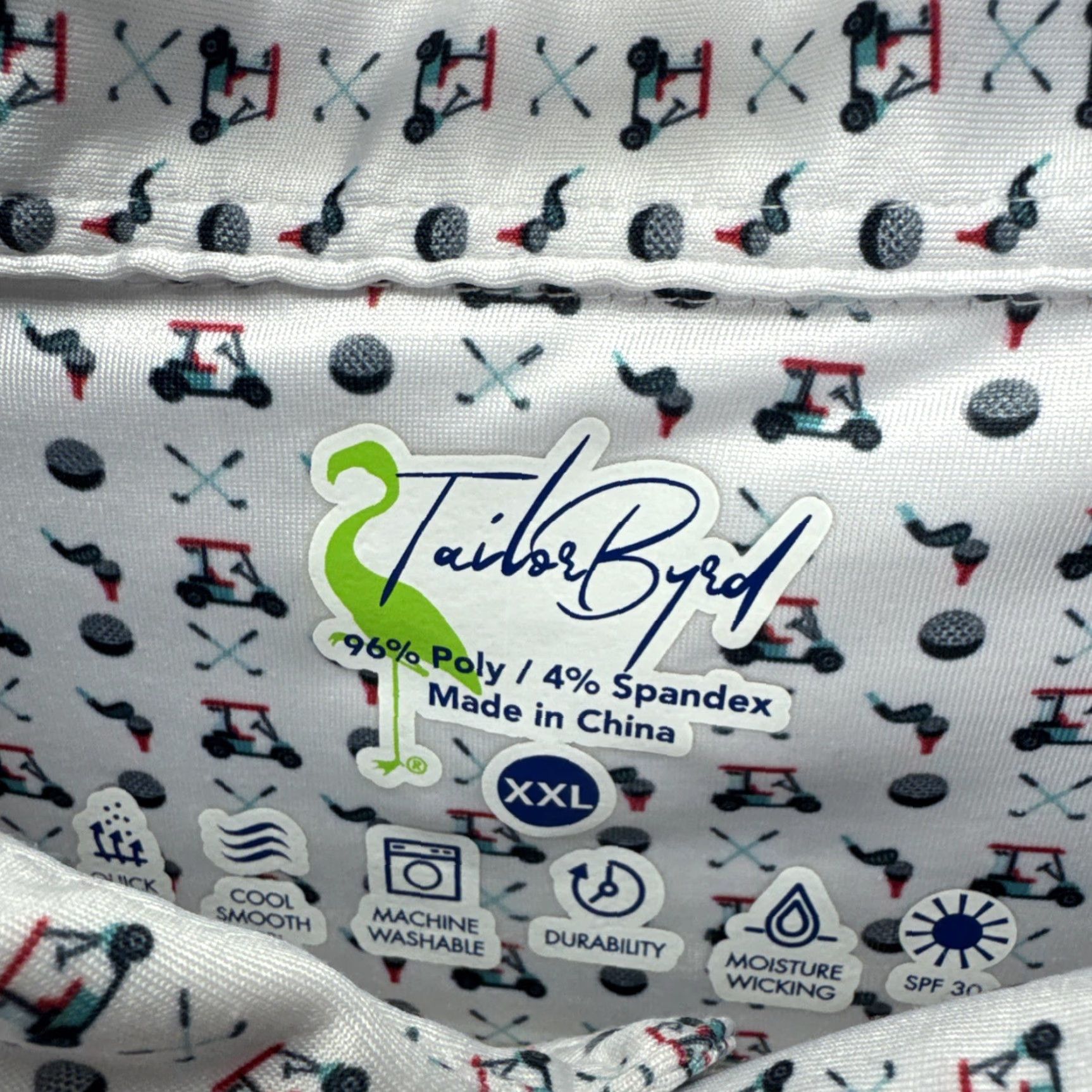 Tailorbyrd TAILOR BYRD Polo Shirt Mens 2XL Blue Geometric Print Golf Performance Breathable Moisture Wicking Quick Dry UV Protection Short Sleeve Collar Polo Size US XXL / EU 58 / 5 - 2 Thumbnail