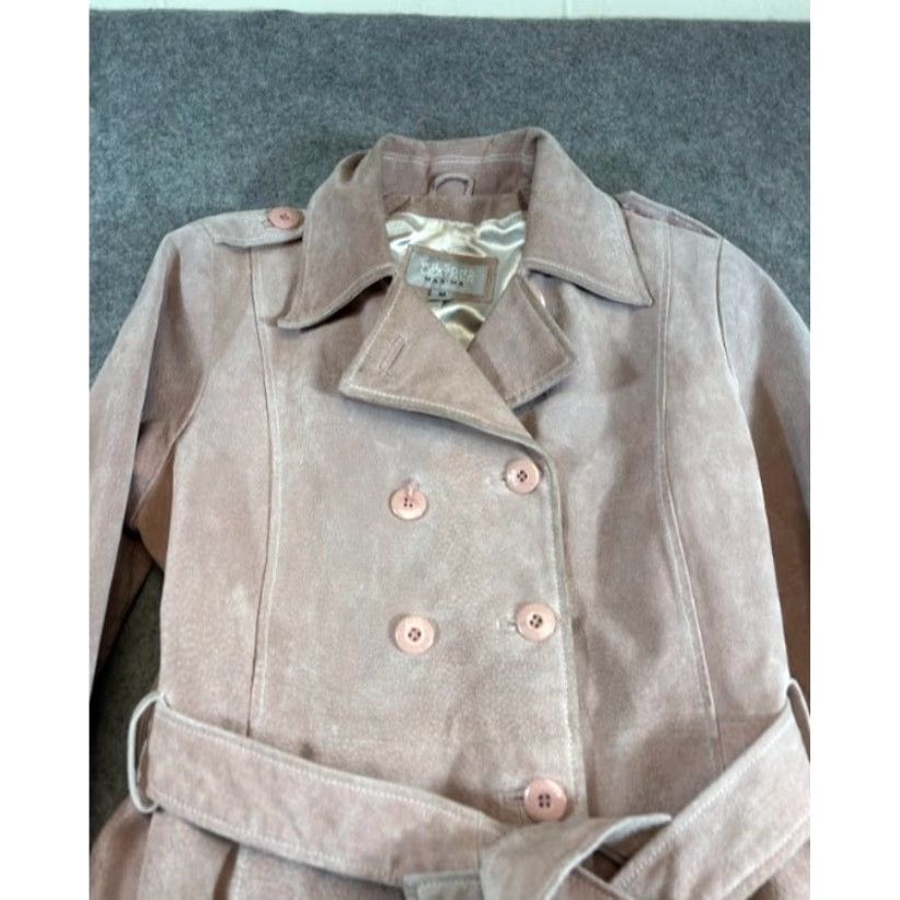 Vintage VINTAGE Wilsons Leather Trench Coat Womens M Beige Suede Double Breasted Boho Maxima Jacket Size M / US 6-8 / IT 42-44 - 3 Thumbnail