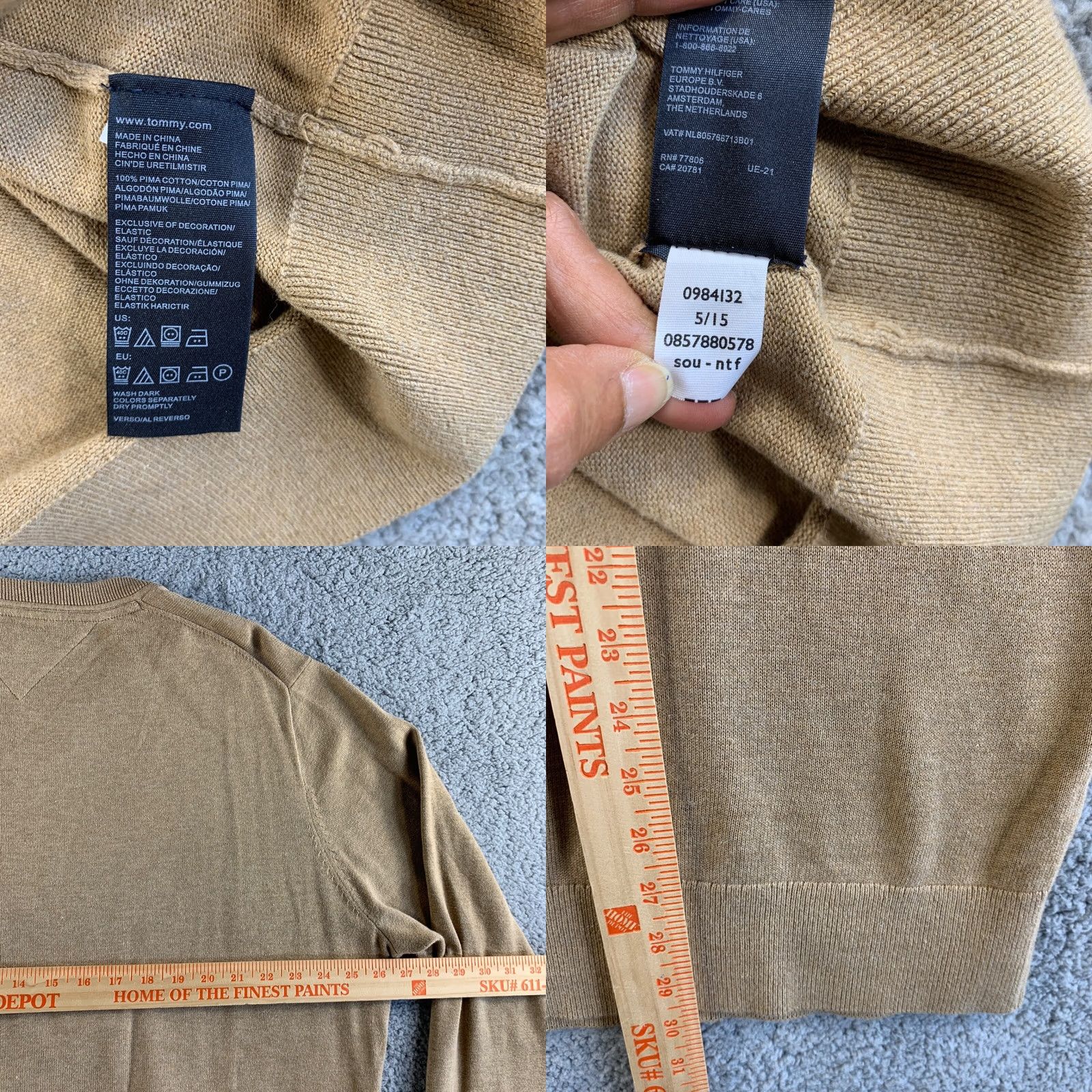 Tommy Hilfiger VINTAGE Tommy Hilfiger Sweater Mens 2XL Beige Pima Cotton Pullover V Neck Flag Logo Size US XXL / EU 58 / 5 - 8 Thumbnail