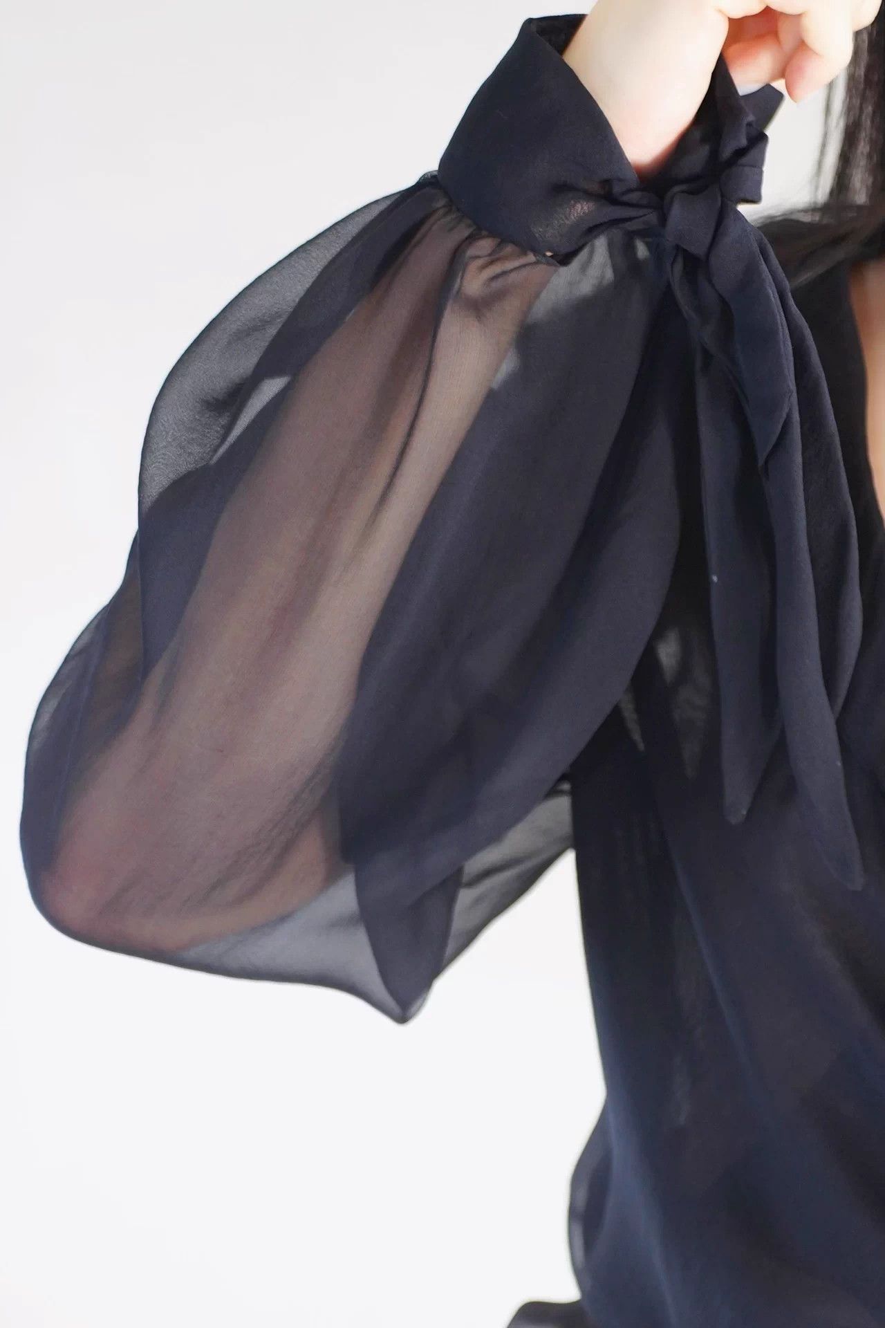 Valentino Valentino Vintage Black Silk Cross-Front Sash Shirt (IT 40) Size S / US 4 / IT 40 - 6 Thumbnail