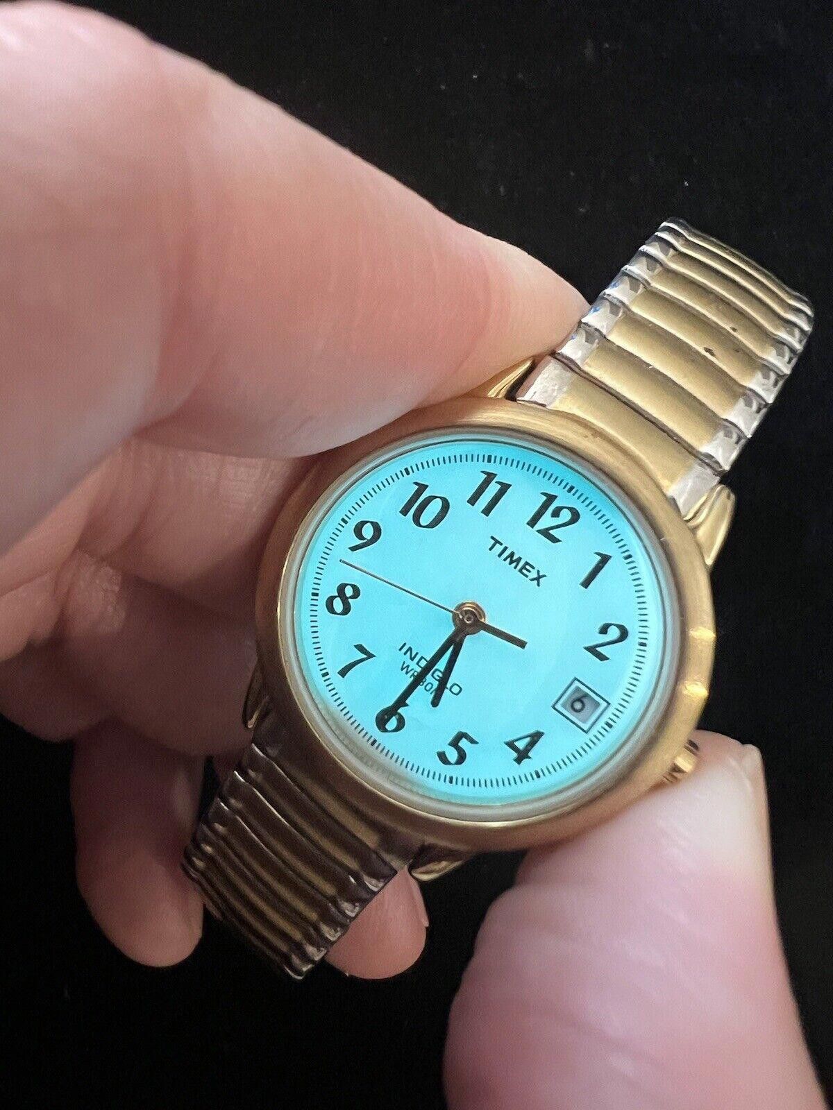 Timex Vintage TIMEX Women's Watch Date Indiglo Two Tone Band Size ONE SIZE - 1 Thumbnail