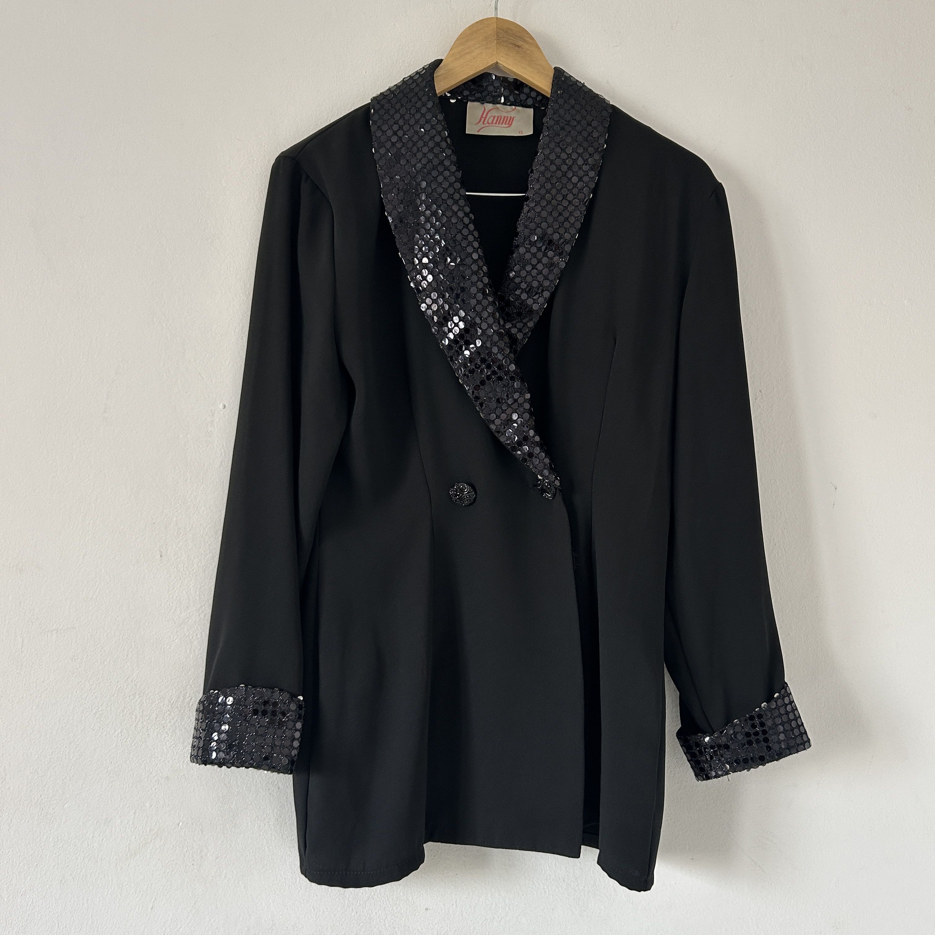 Vintage Vintage 80s Black Sequin Blazer Size XL / US 12-14 / IT 48-50 - 8 Thumbnail