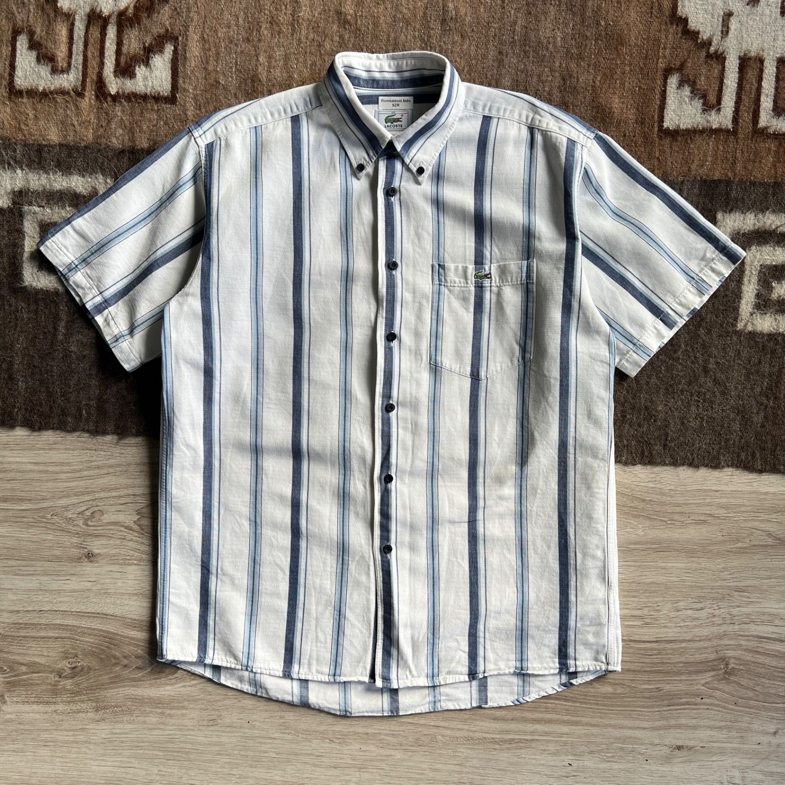 Lacoste Lacoste Vintage Cotton Striped Short Sleeve Shirt 9476AC Size US M / EU 48-50 / 2 - 1 Thumbnail