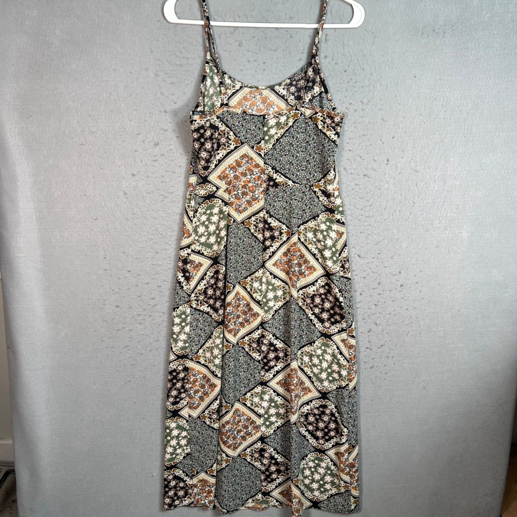 Cider Cider Womens Small Patchwork Midi Dress Spaghetti Straps Size S / US 4 / IT 40 - 2 Thumbnail