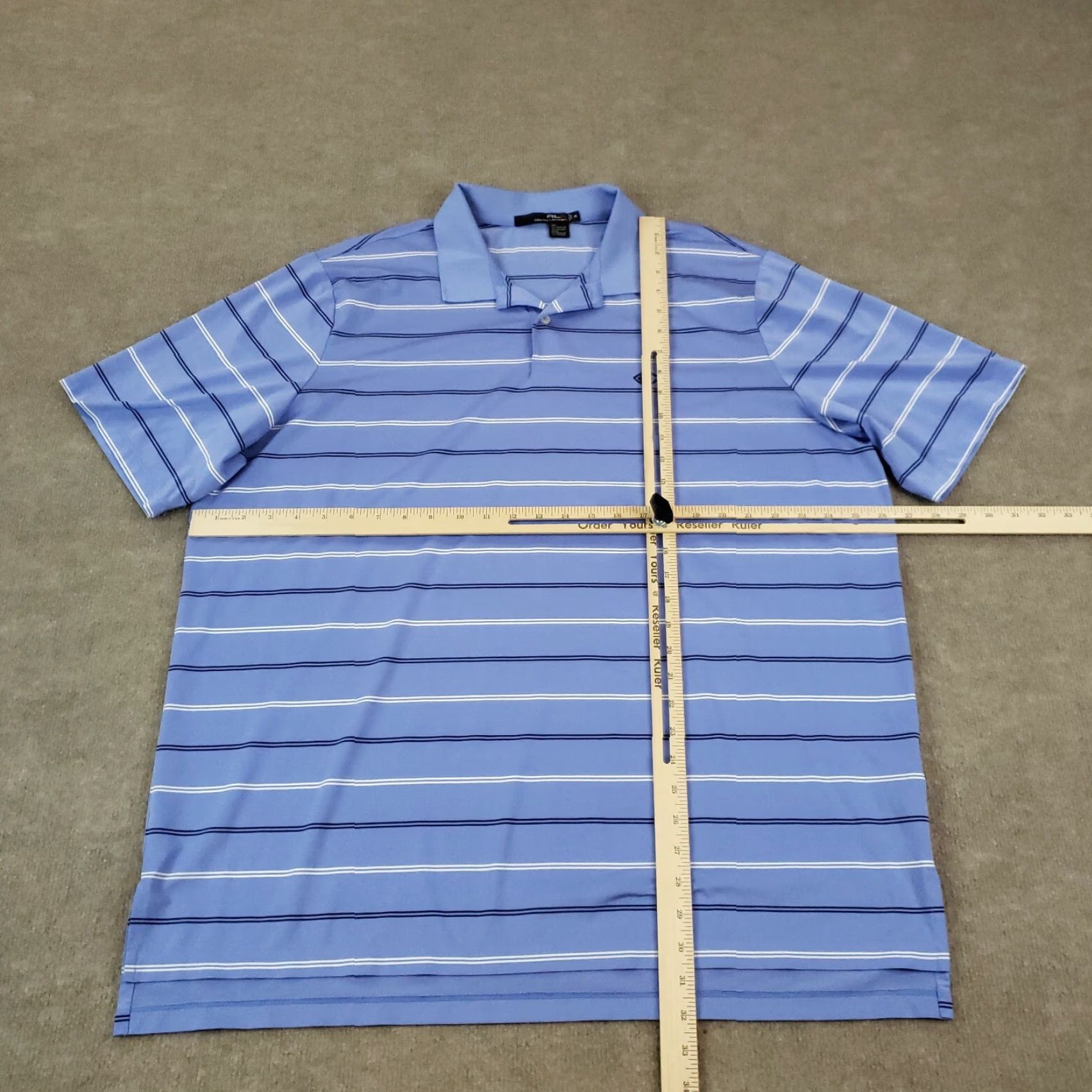 Ralph Lauren Ralph Lauren Polo Shirt Mens 2XL Blue White Striped Wicking Golf Stretch Size US XXL / EU 58 / 5 - 2 Thumbnail