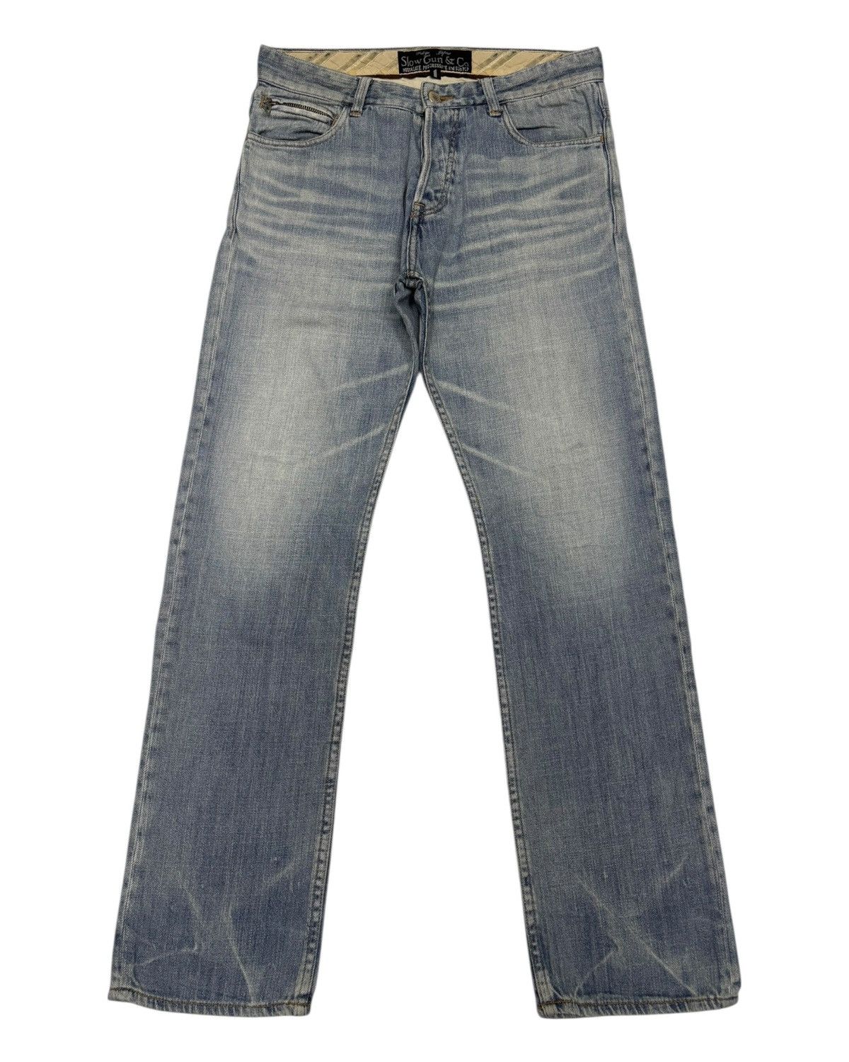 Junya Watanabe SLOWGUN JAPAN BLUE WASH FADED DISTRESSED DENIM JEANS SLIM Size US 30 / EU 46 - 1 Thumbnail