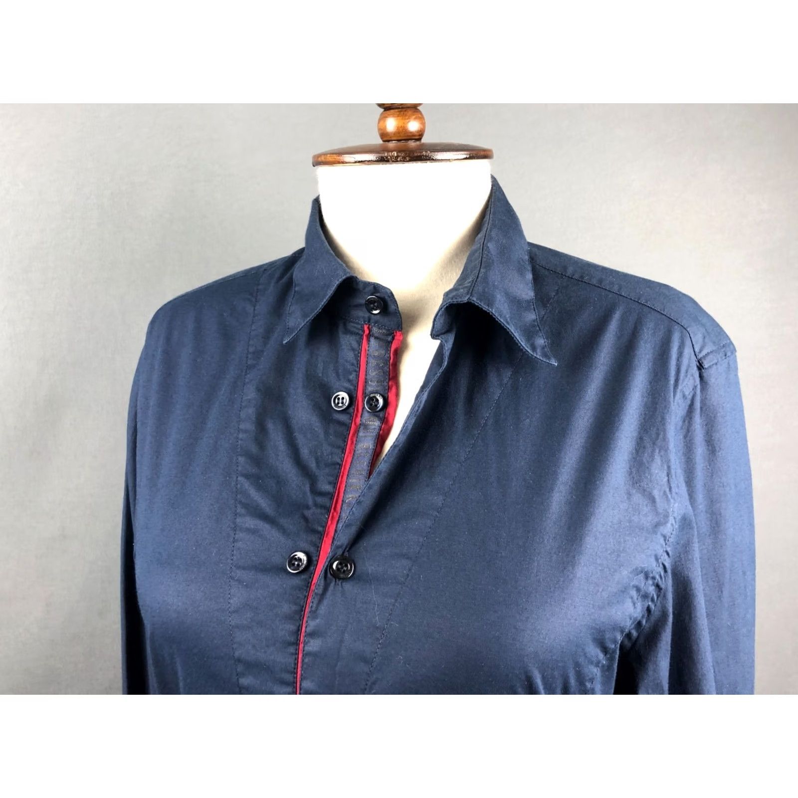 Vintage Bikkembergs Blouse Shirt Cotton Dark Blue Women Size S Size S / US 4 / IT 40 - 6 Thumbnail