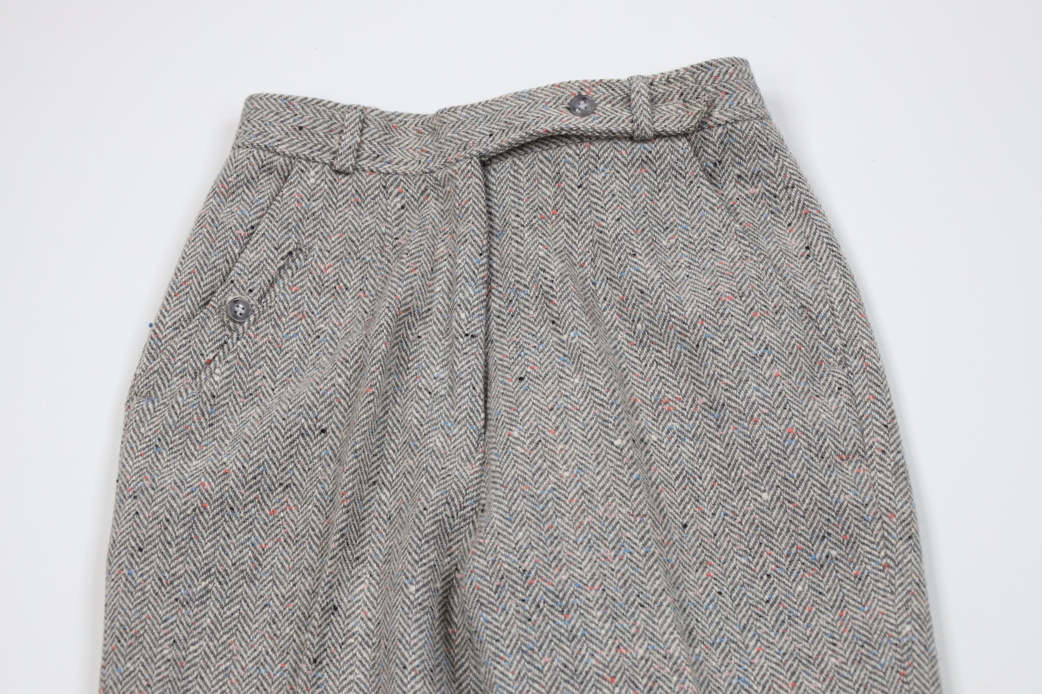 Vintage Vintage 60s 70s Fleck Wool Herringbone Wide Leg Pants Size 32" / US 10 / IT 46 - 2 Thumbnail