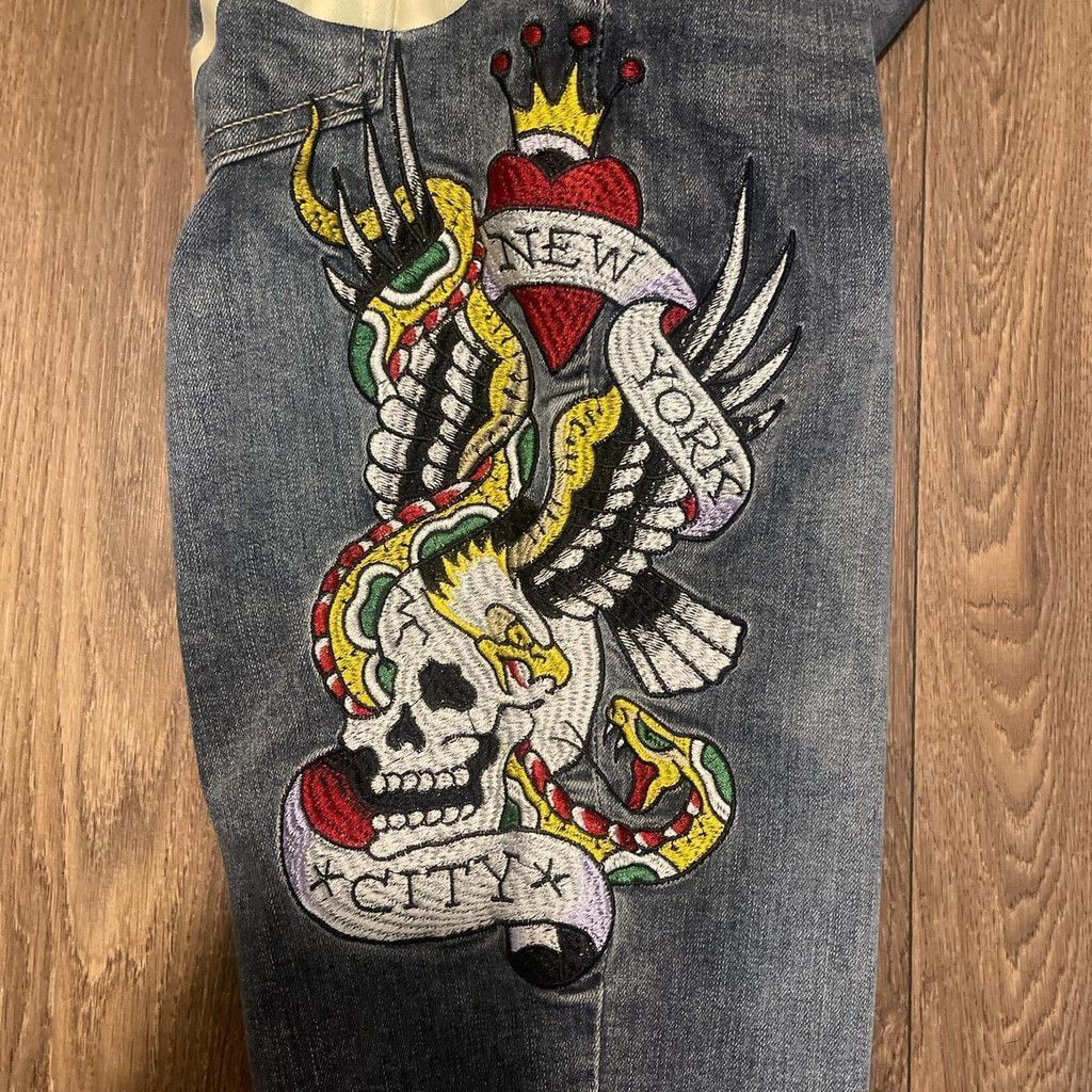 Ed Hardy Ed Hardy denim jeggings w/ design(cut at the bottom) Size 30" / US 8 / IT 44 - 5 Thumbnail