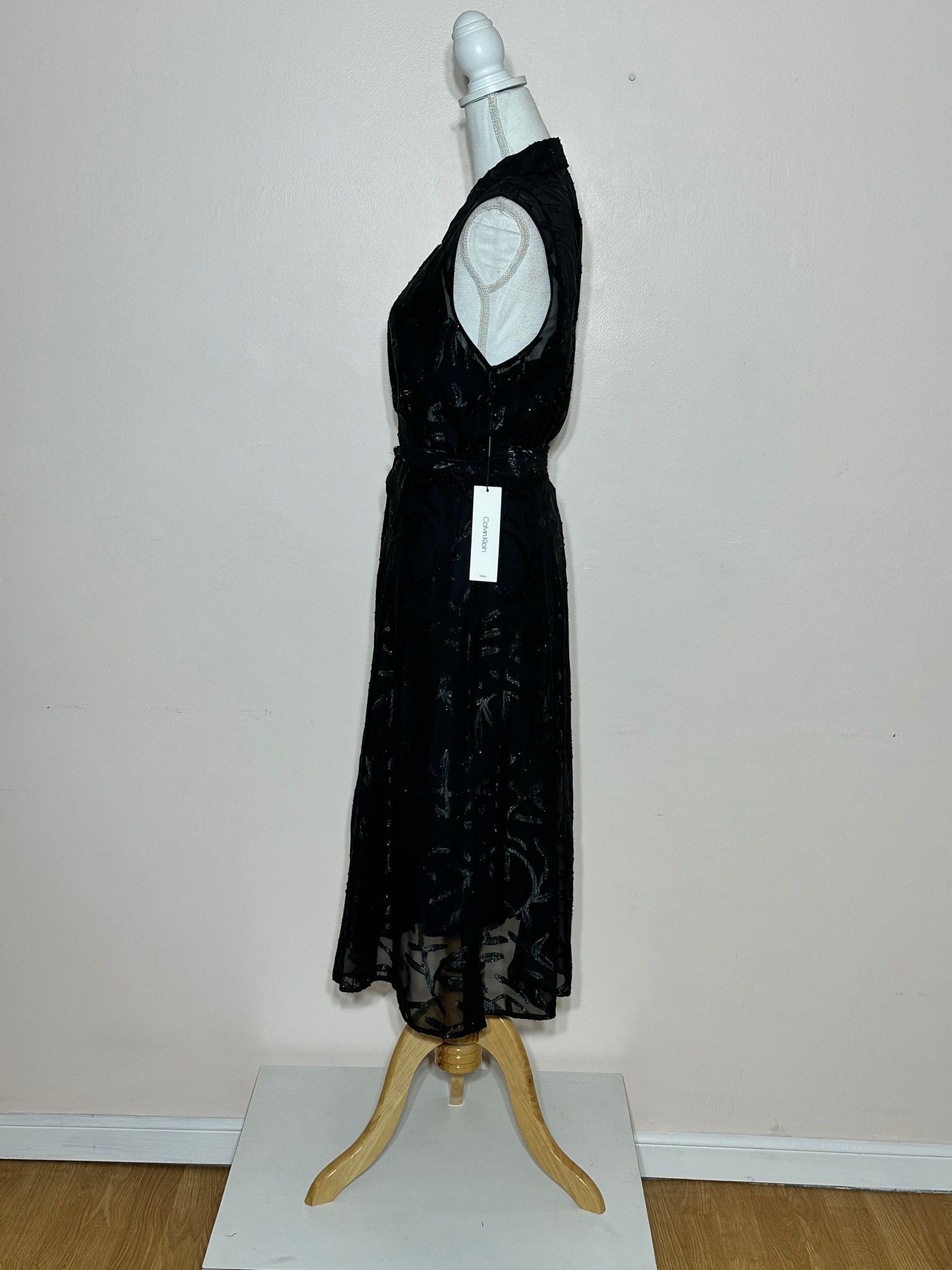 Calvin Klein Calvin Klein Chiffon with Leaf Print Applique Shirt Dress Size XL / US 12-14 / IT 48-50 - 4 Thumbnail