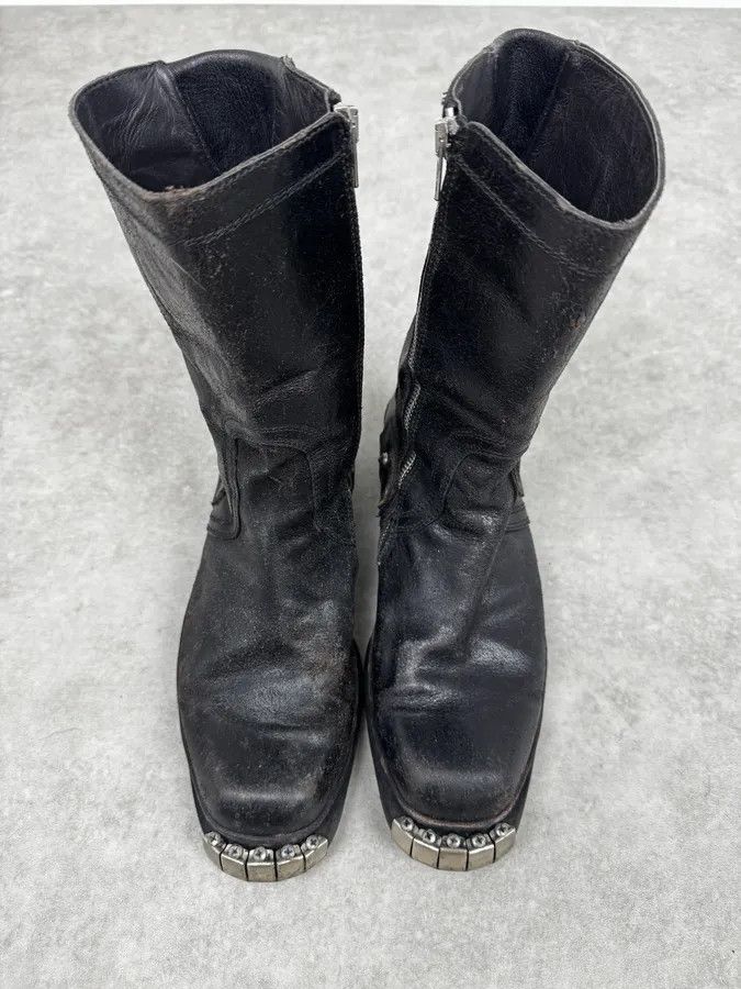 Dsquared2 2000s Dsquared2 Black Rock Metal Ankle Biker Leather Boots Size US 8 / EU 41 - 3 Thumbnail